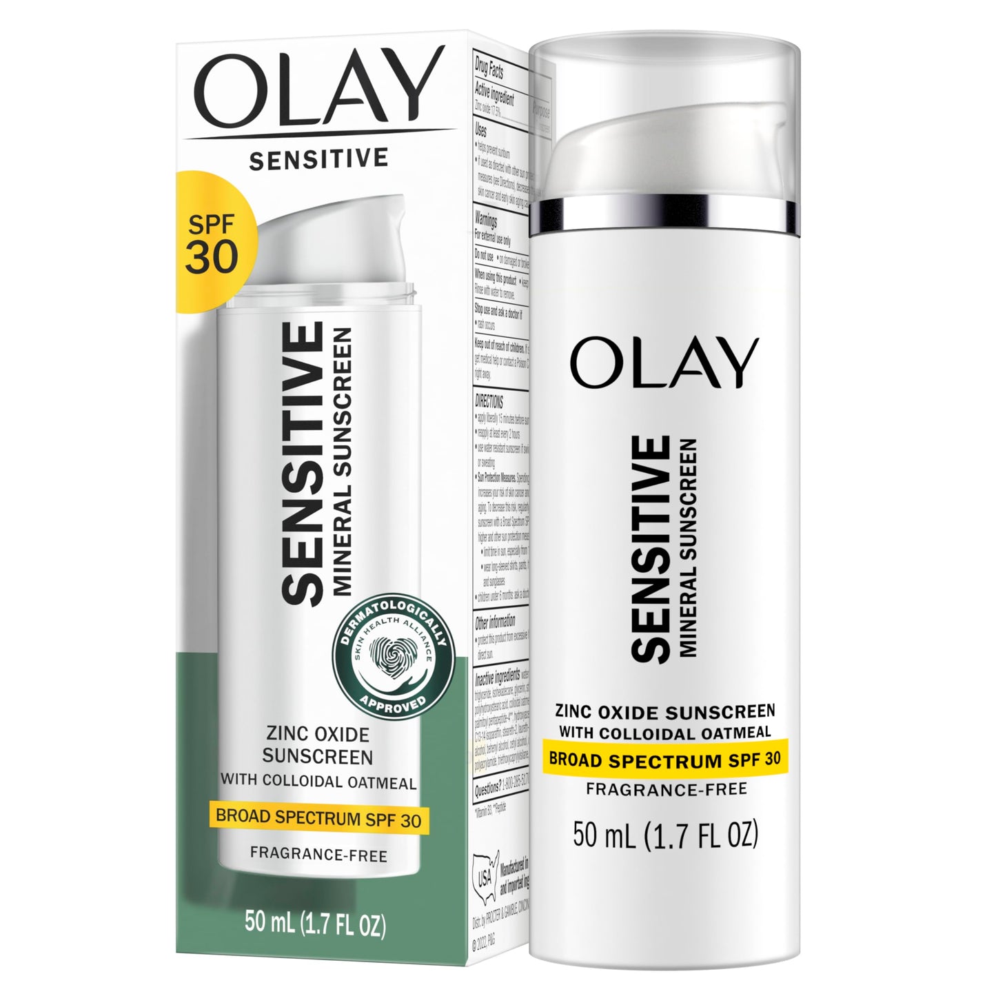 Olay Sensitive Mineral Sunscreen Zinc Oxide Sunscreen Broad Spectrum SPF 30 50 ml (1.7oz) Beauty & Personal Care Olay