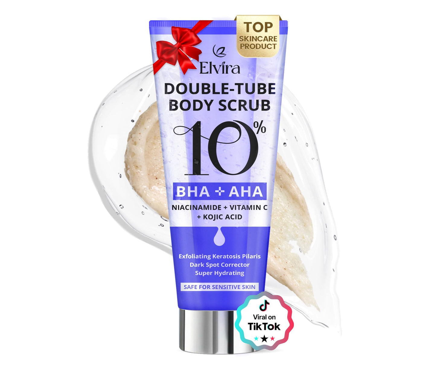 Elvira KP Bump Eraser Foot & Body Scrub, Exfoliating Scrub for Keratosis Pilaris, Smooth Skin with 10% AHA BHA & Niacinamide, Deep Moisturizing Beauty & Personal Care Elvira