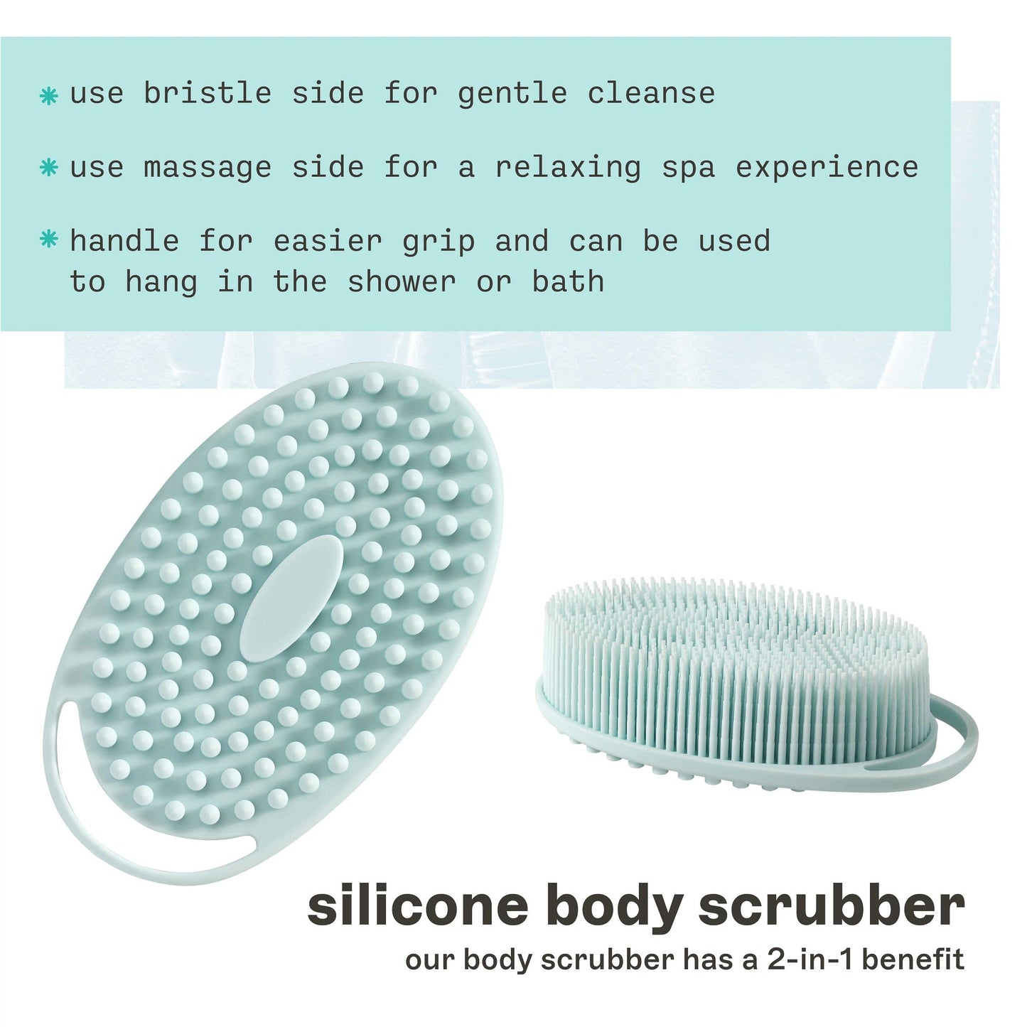 Freeman Premium Silicone Body Scrubber, Exfoliating & Massaging, Double Sided Silicone Scrubber, Durable & More Hygienic Than Loofah, for Men & Women Beauty & Personal Care Freeman