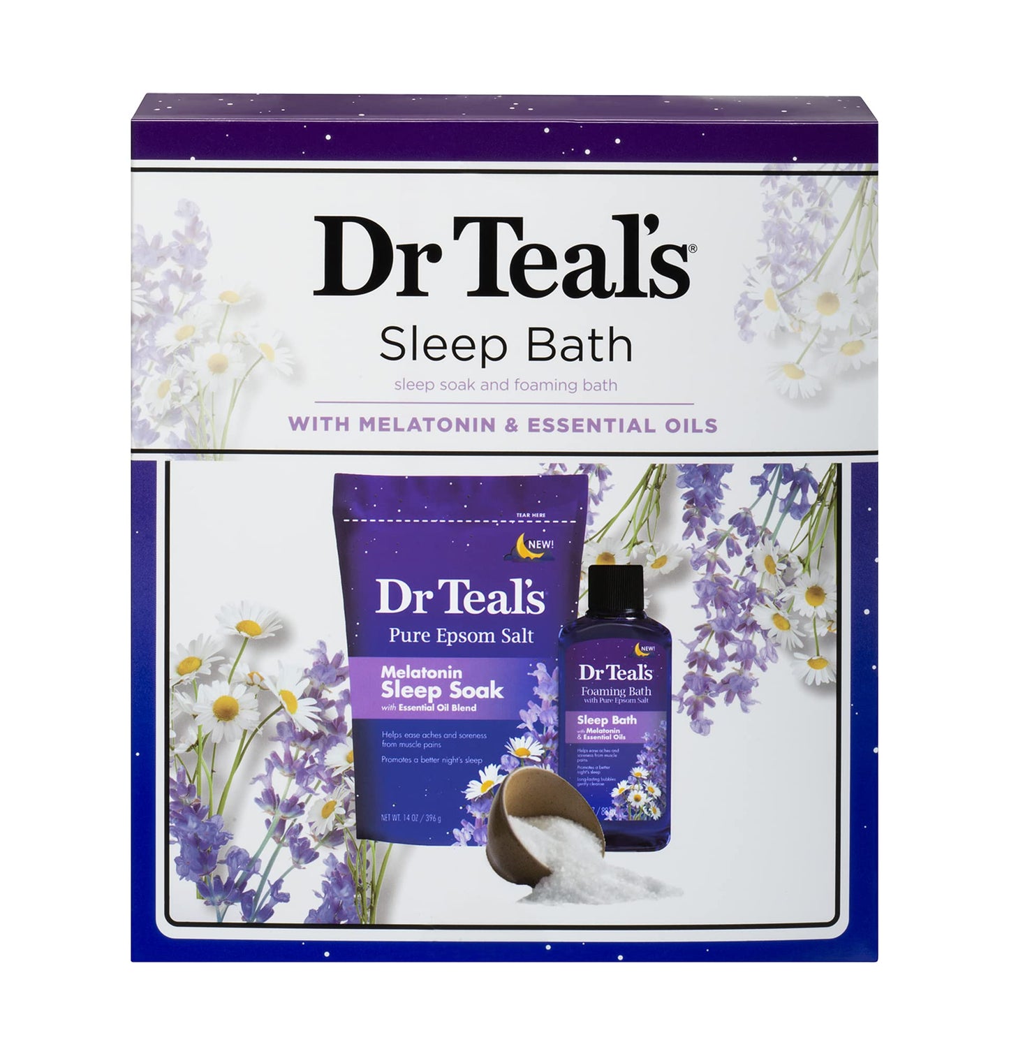 Dr Teal's Melatonin Sleep Soak Epsom Salt Solution and Foaming Bath Gift Set Beauty and Personal Care Dr Teal's