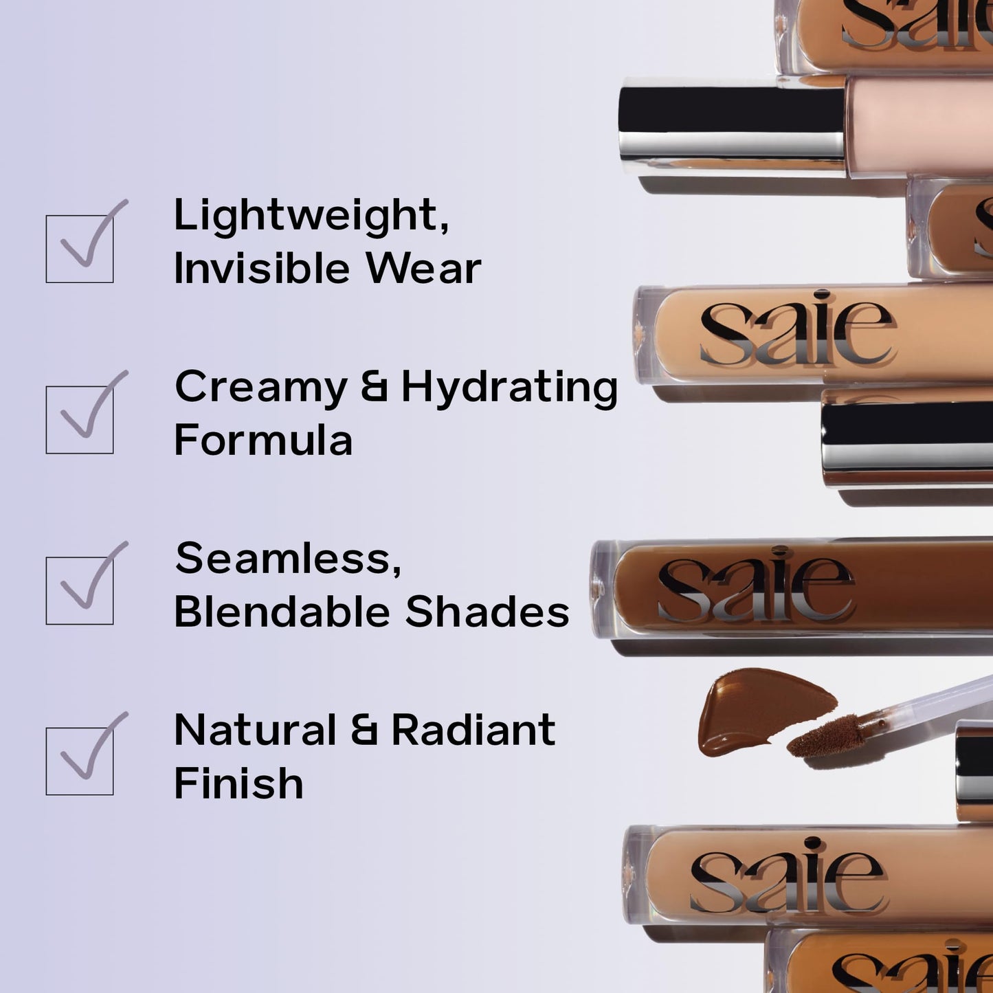 Saie Hydrabeam Under Eye Brightener - Sheer + Hydrating Concealer with Glycerin, Squalane + Cucumber Extract - Brightening Under Eye Concealer + Beauty & Personal Care Saie