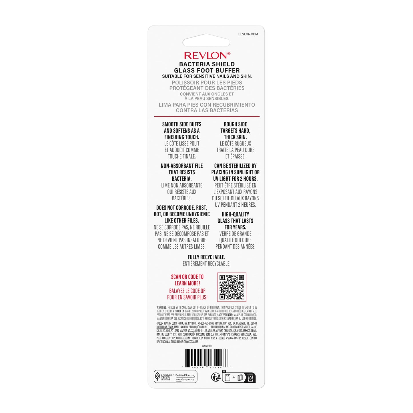 Bacteria Shield Glass Foot Buffer, 1 count Beauty & Personal Care REVLON