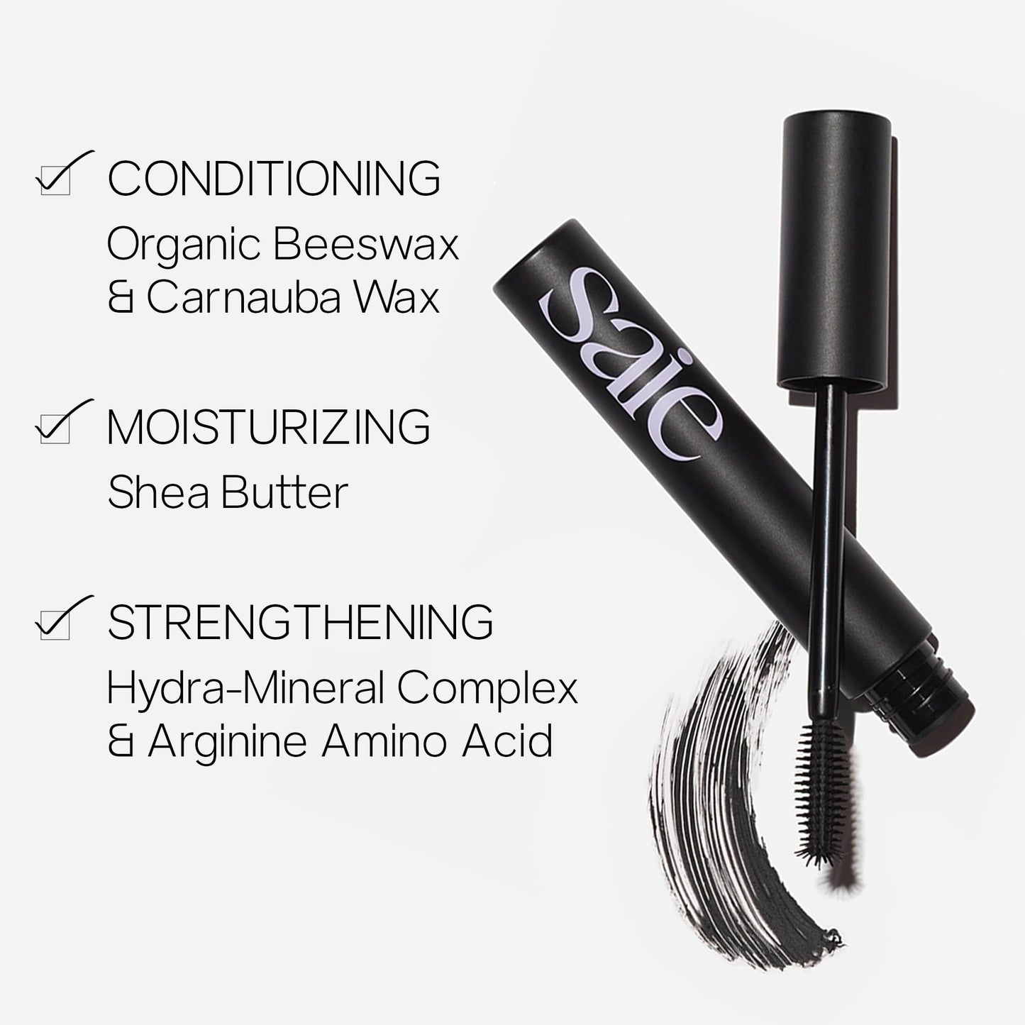 Saie Mascara 101 - Lash Lengthening Mascara for Thick, Bold, Lifted Lashes - Buildable Eye Makeup Formulated to Strengthen and Condition with Rich Beauty & Personal Care Saie