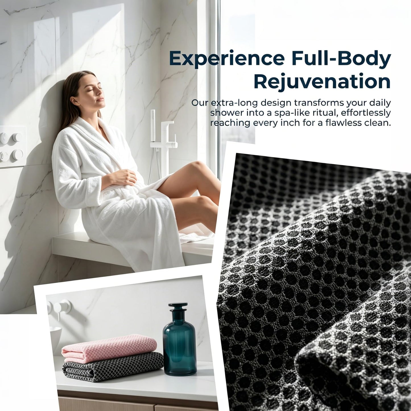 2 PC Alorin Silver Towel Exfoliating Shower Towel, Rip-Resistant Washcloth for All Skin Types, Pink and Black Beauty and Personal Care Alorin Skin