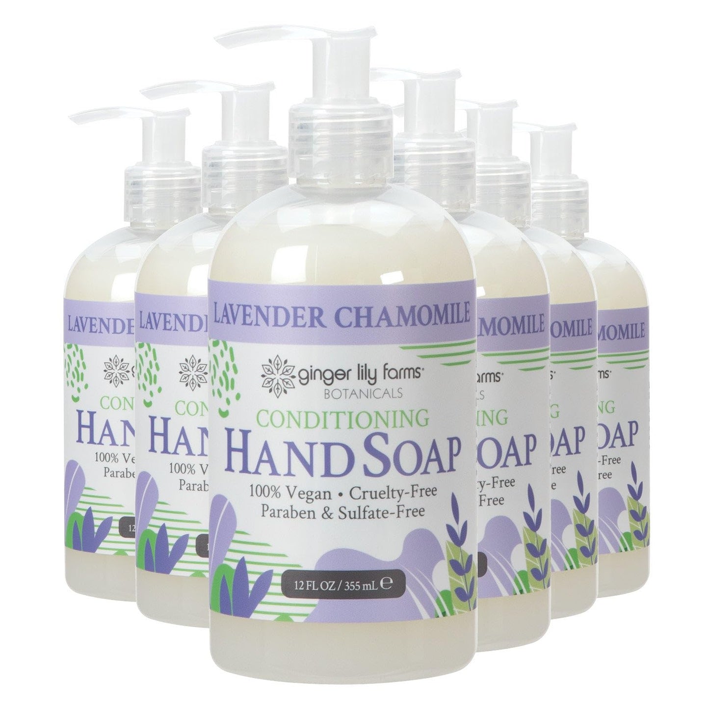 Ginger Lily Farms Botanicals Conditioning Liquid Hand Soap Refill, 100% Vegan & Cruelty-Free, Lavender Chamomile Scent, 12 Fl Oz (Pack of 6) Beauty & Personal Care Ginger Lily Farms