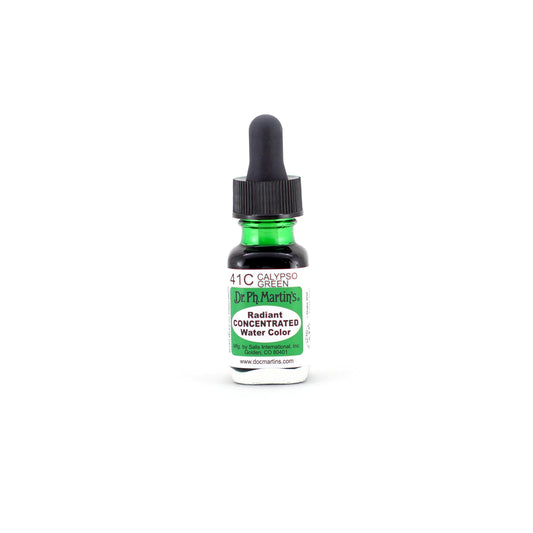 Dr. Ph. Martin's Radiant Concentrated Water Color (41C) Watercolor Bottle, 0.5 oz, Calypso Green, 1 Bottle