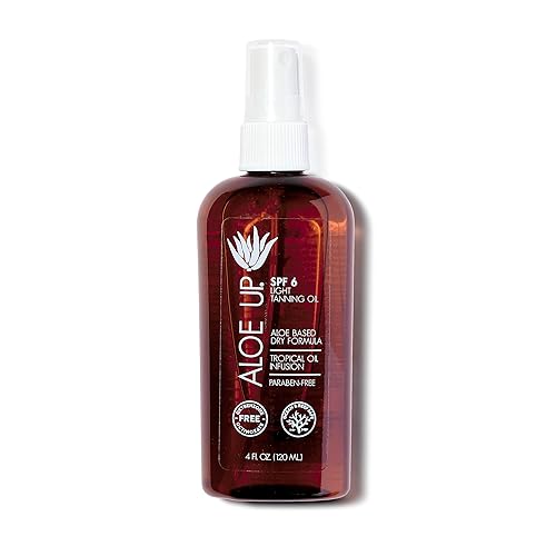Aloe Up Light Tanning Oil With SPF 6 Sunscreen - Body and Face Tanning for Outdoor Sun - With Pure Aloe Vera Oil and Natural Oils - Absorbs Quickly Beauty & Personal Care ALOE UP