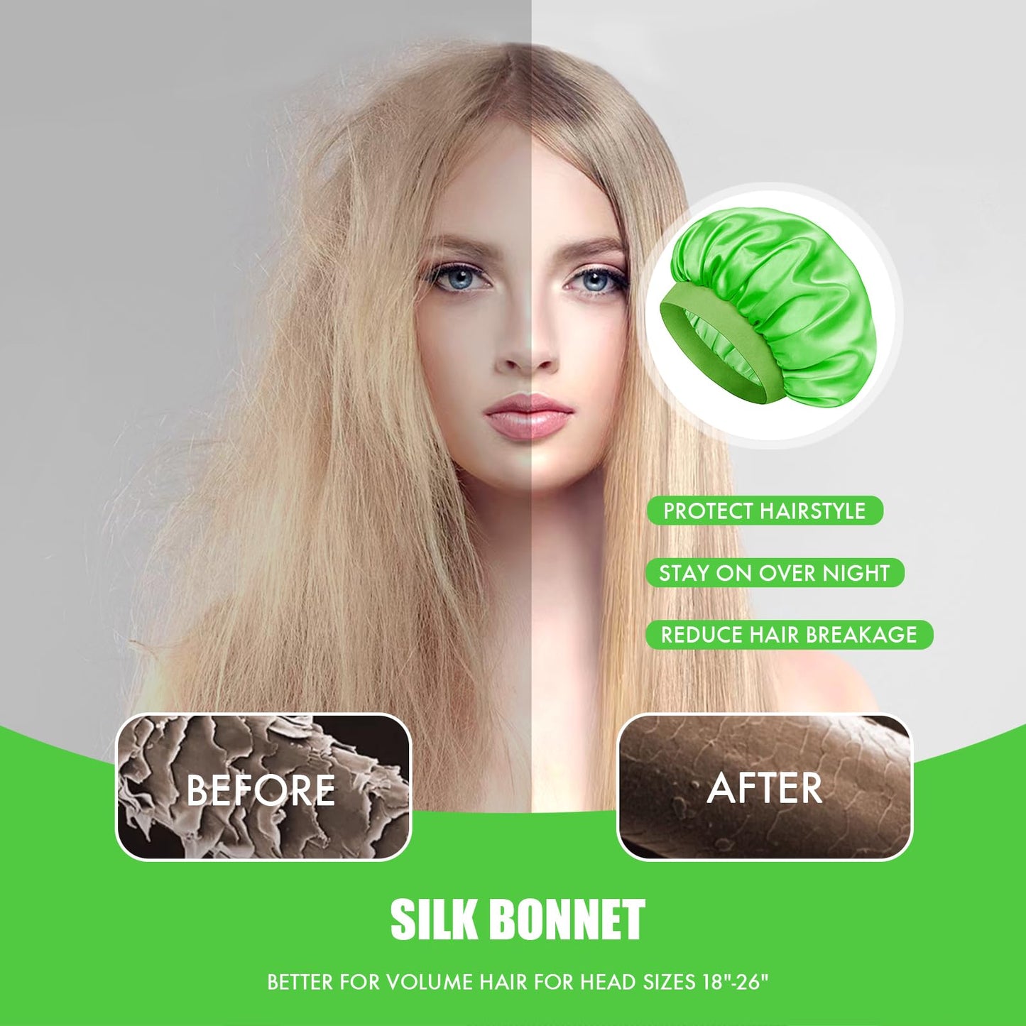 Doitory Satin Silk Bonnet for Sleeping, Double Layer Silk Sleep Cap for Men & Women, Soft Satin Lined Bonnet for Natural & Curly Hair(Light Green) Beauty and Personal Care Doitory