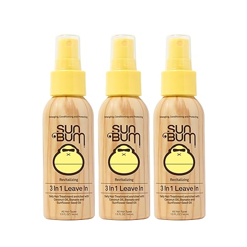 Sun Bum Revitalizing 3 in 1 Leave In Conditioner - Anti Frizz Detangler - Color Friendly with UV Protection - Enriched with Coconut Oil and Banana Beauty & Personal Care Sun Bum