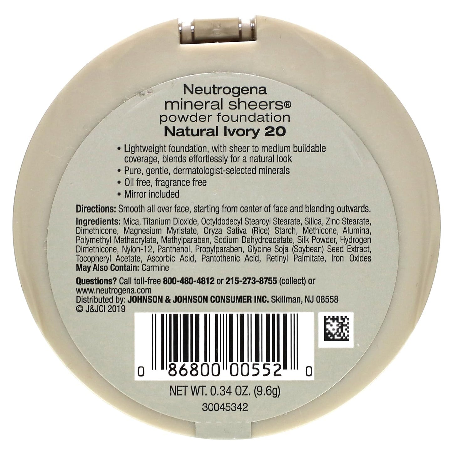 Neutrogena Mineral Sheers Powder Foundation, Natural Ivory 20, 0.34 Ounce Beauty & Personal Care Neutrogena