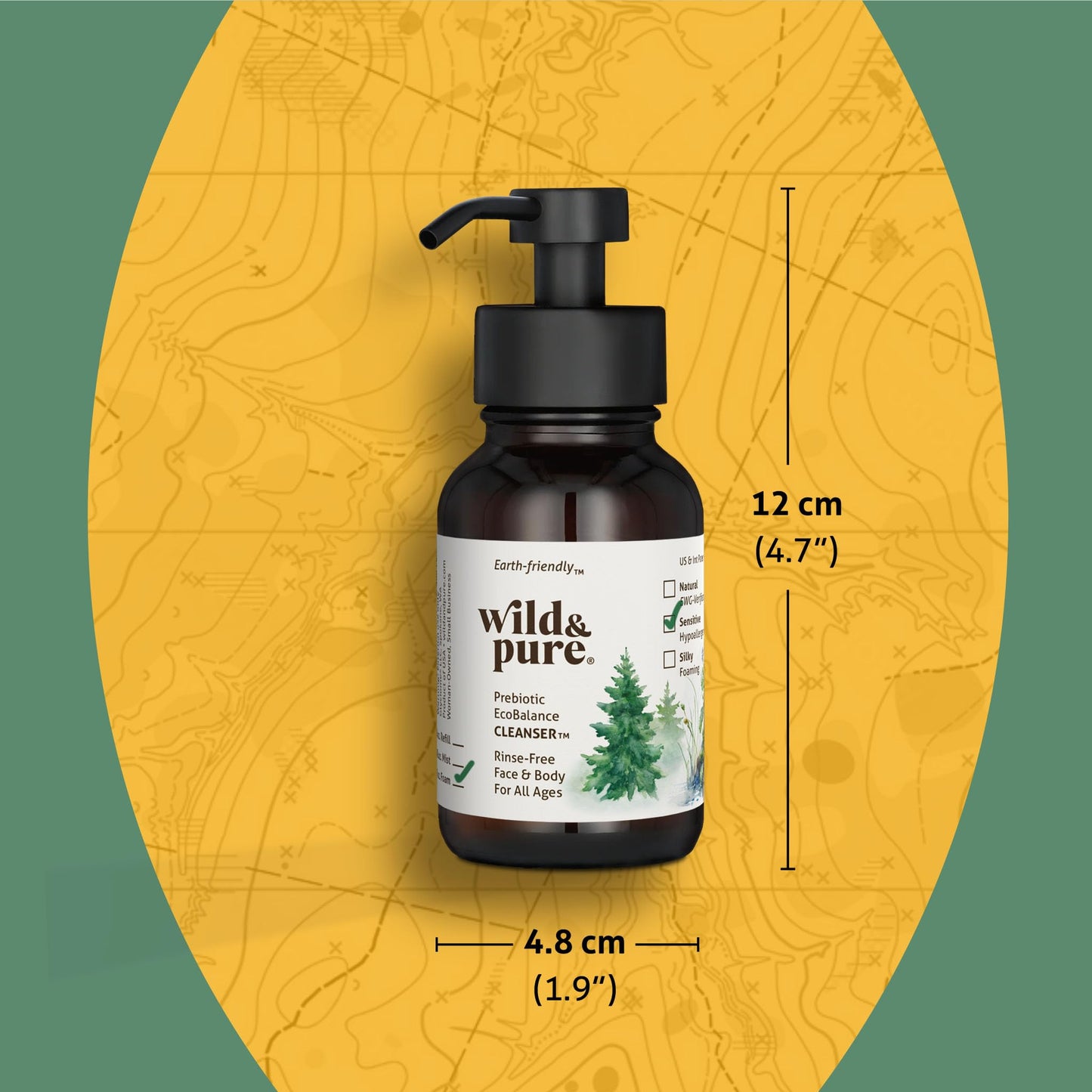 Wild & Pure Sensitive Skin Foaming Body Wash (8oz) | Cleanser, Deodorizer, Moisturizer for Face, Hands, Body & Below the Belt | pH-Balanced Beauty & Personal Care Wild & Pure