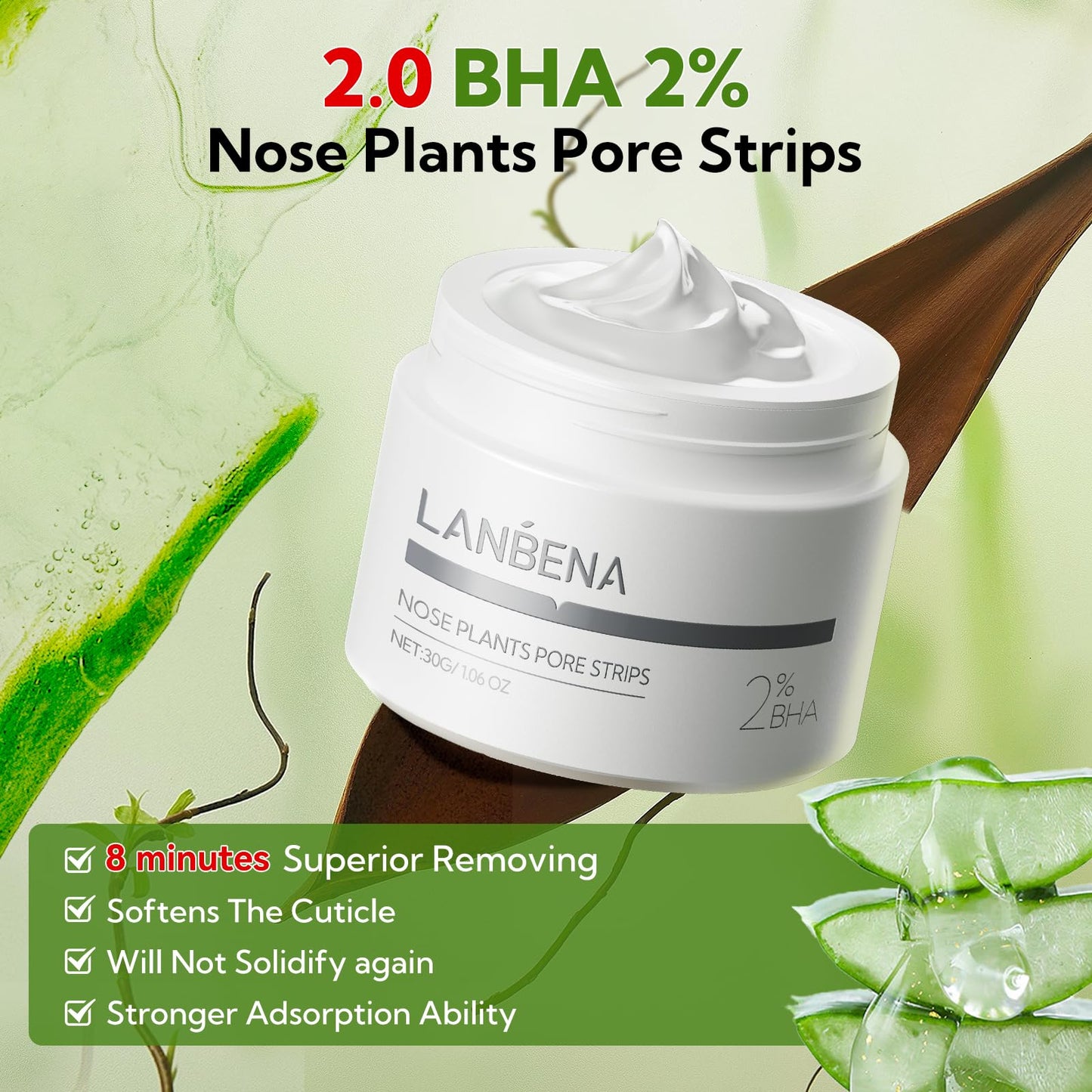 LANBENA 2.0 Nose Pore Strips, Blackhead Remover Mask with Salicylic Acid, Amazonian White Clay, Pore Cleanser Purifying Peel off Face Mask with 60 PCS Beauty & Personal Care LANBENA