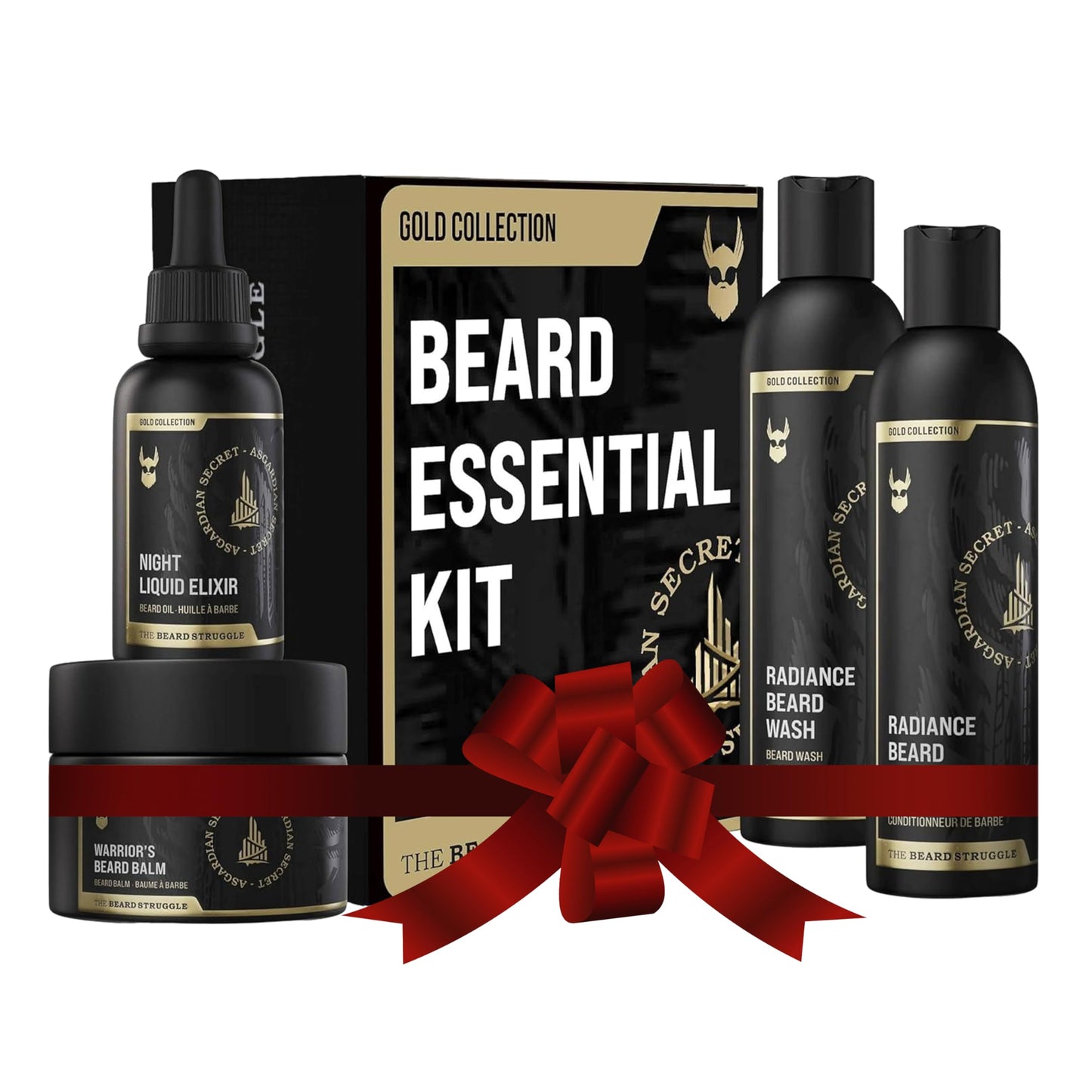 The Beard Struggle Men’s Beard Grooming Kit Includes Balm, Oil, Wash & Conditioner - Gold Collection, Asgardian Secret (8.11 fl oz) Beauty and Personal Care The Beard Struggle