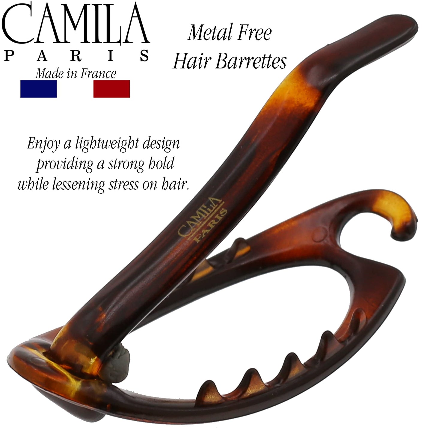 Camila Paris CP2316 French Hair Barrette Clip, Flexible Ponytail Holder No Metal Parts, Strong Hold Grip Hair Clips for Women, No Slip and Durable Beauty & Personal Care Camila