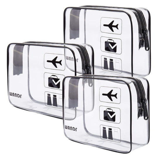 WANDF TSA Approved Toiletry Bag, 3 Pack Clear Makeup Bag Beauty and Personal Care WANDF Default Title