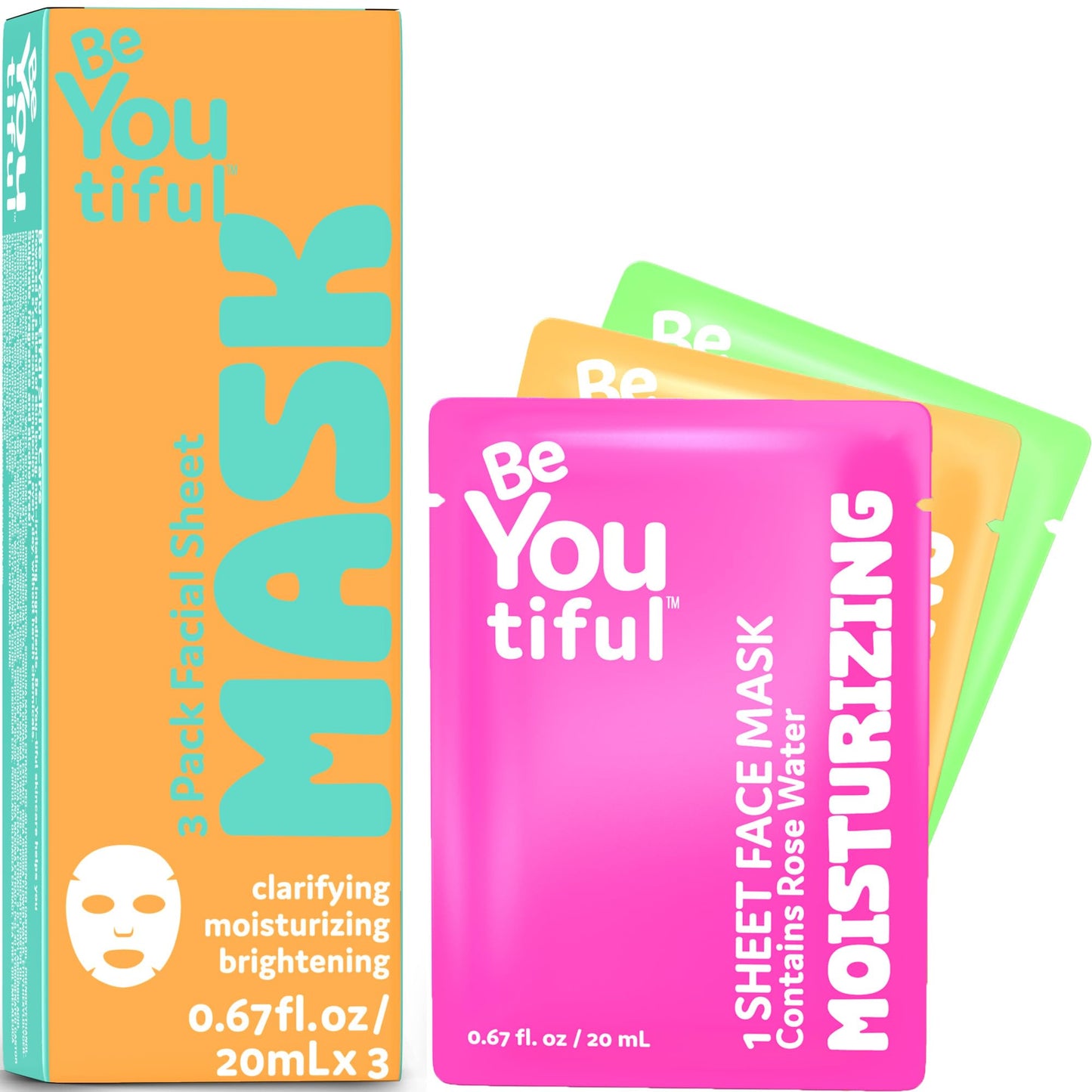 BeYoutiful Hydrating Face Mask Spa Set For Kids and Teens, Skin Care Facial Mask Set for All Skin Types and Ages, Boy and Girls, Box Includes 3 Masks Beauty & Personal Care BeYoutiful