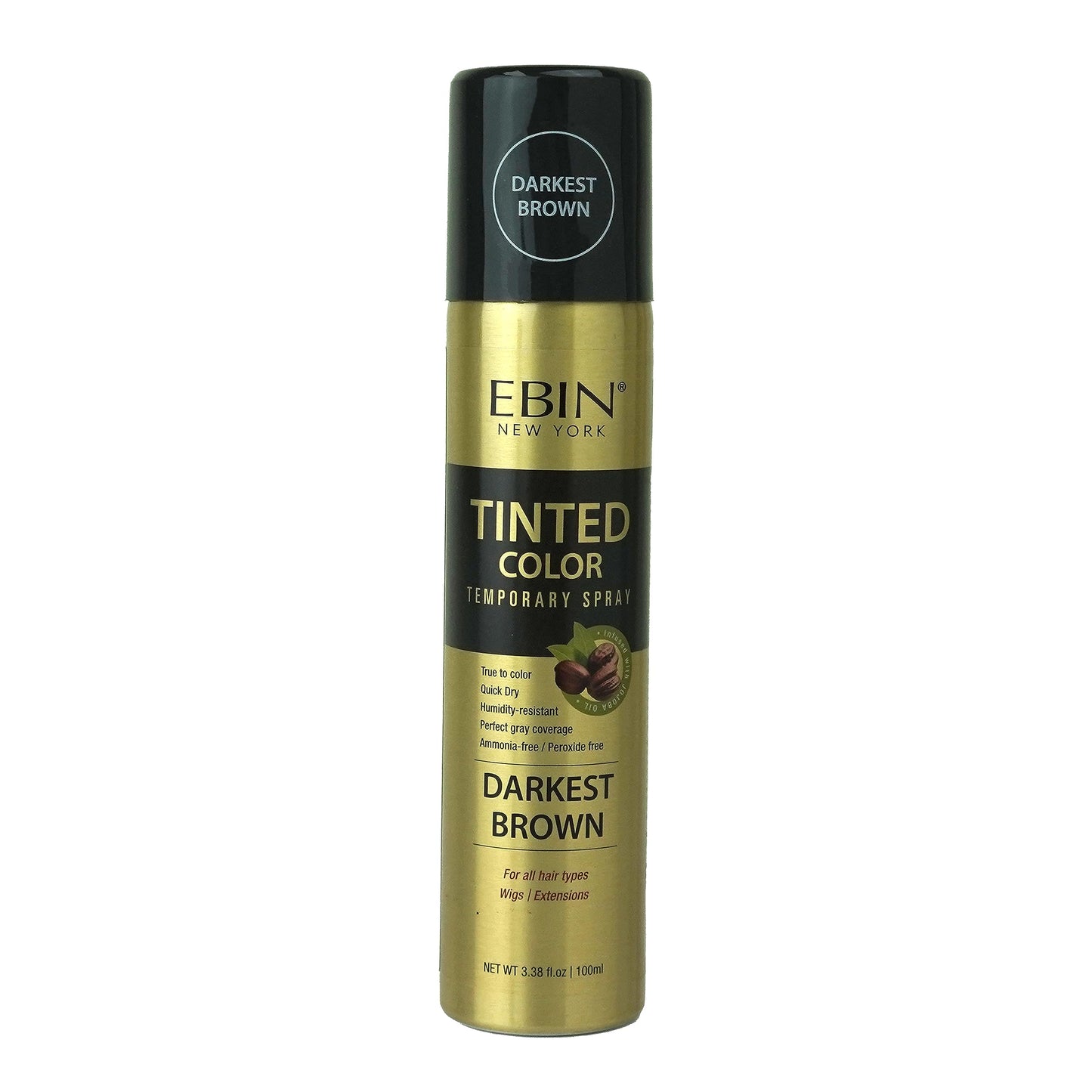 Tinted Color Temporary Hair Spray for Root Touch Up - 3.38oz Darkest Brown, Covers Gray Hair, True to Color, Quick Dry, Humidity-Resistant, Infused Beauty & Personal Care EBIN NEW YORK