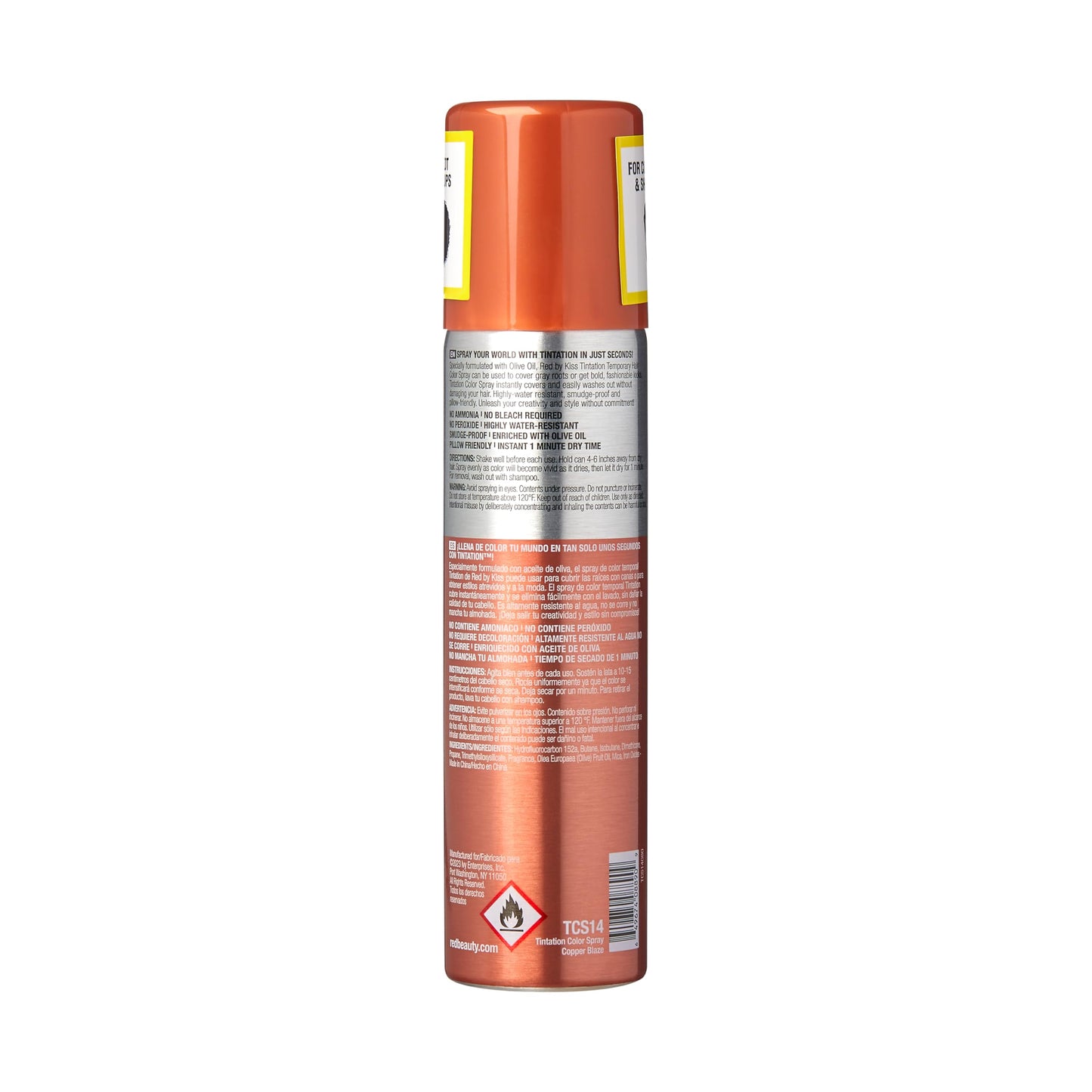 Red by Kiss Tintation Temporary Hair Color Spray 2.82oz, Quick-Dry & Smudge-Proof, Vivid Color Washable Hair Dye, Styling Spray Cosplay Halloween Beauty & Personal Care Red by Kiss