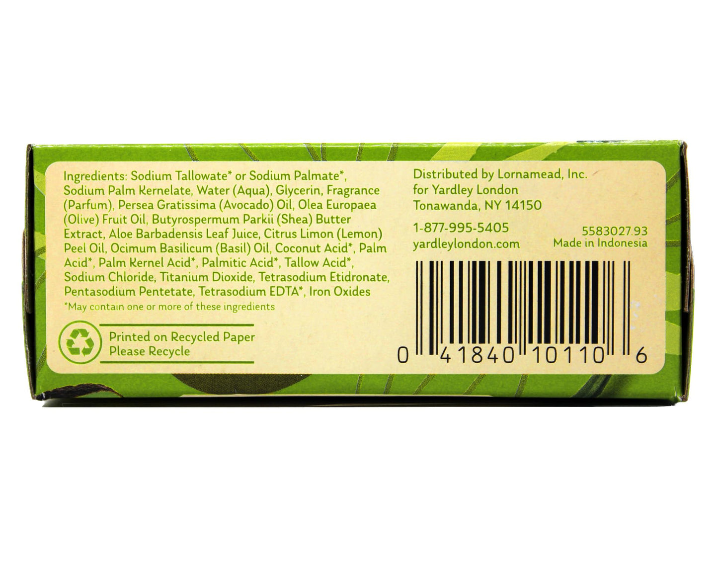 Yardley London Aloe and Avocado Naturally Moisturizing Bath Bar 4.0 oz (Pack of 12) Beauty & Personal Care Yardley