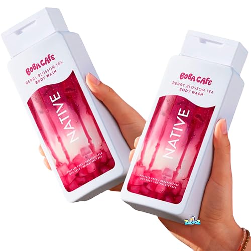 Native Body Wash, Limited Edition Berry Blossom Tea, Sulfate Free Body Wash for Women & Men, Boba Café, 18 fl oz - Pack Of 02 Beauty & Personal Care Native