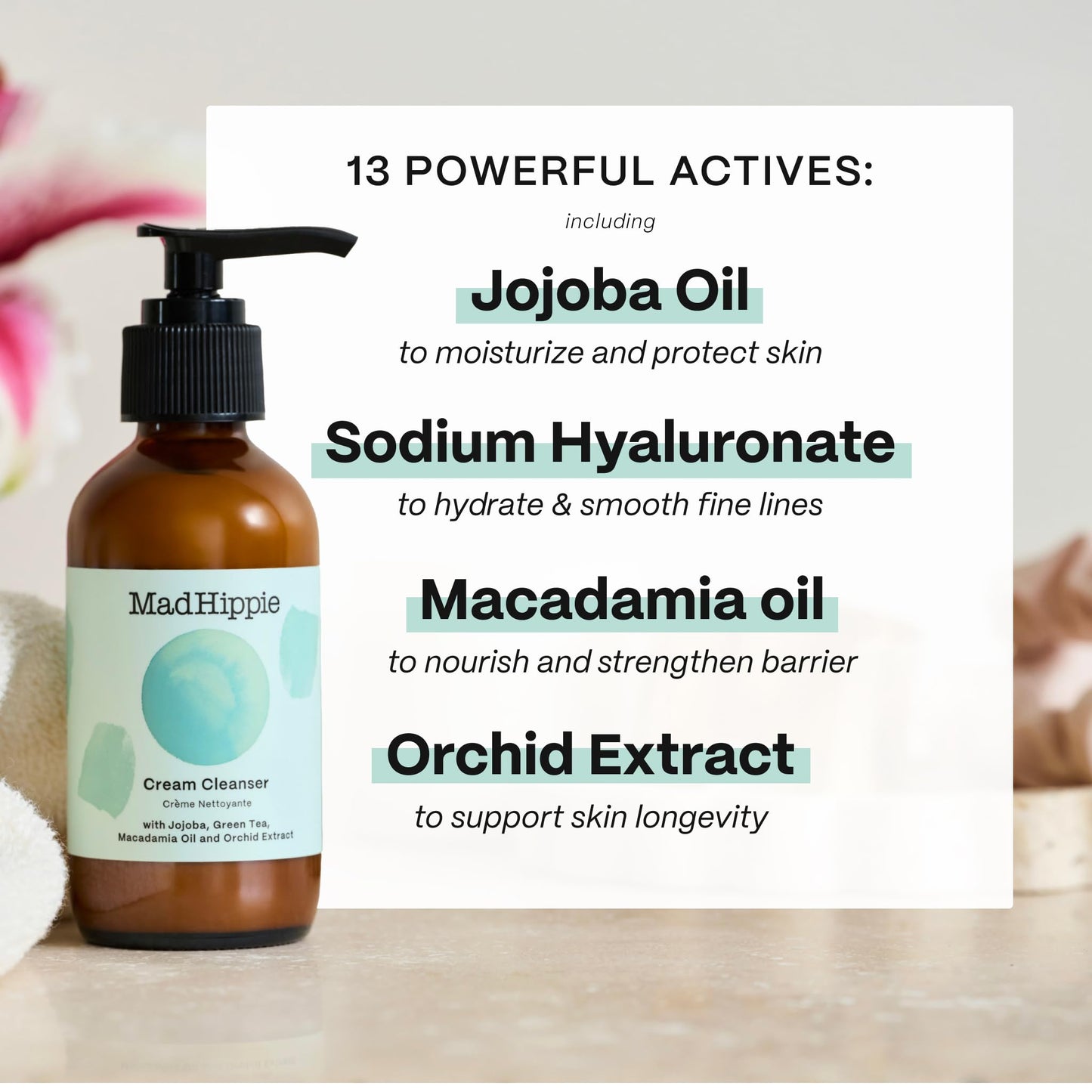 Mad Hippie Cream Cleanser - Gentle Formula with Hyaluronic Acid, Jojoba Oil & Green Tea, Skin Barrier Protection, 4 Oz Ea Beauty & Personal Care Mad Hippie
