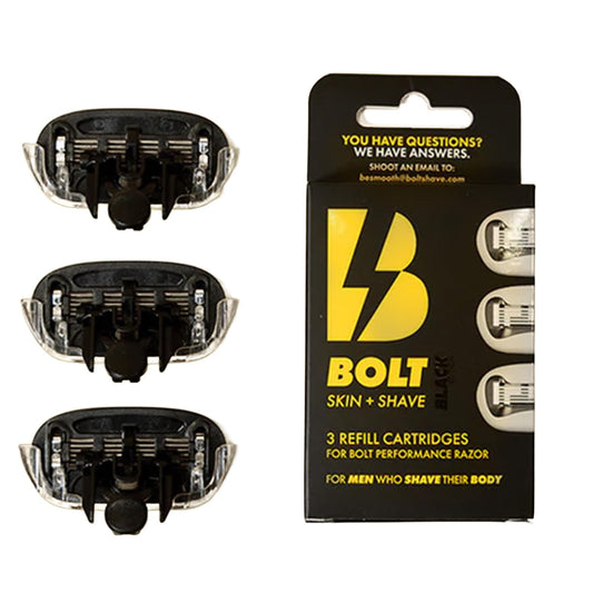 BOLT Skin + Shave - Cartridge Refill Black Edition - 5-Blade Swedish Steel - Aloe & Vit E - Flex Head - Smooth Shave - 3 Refill Cartridges Beauty and Personal Care BOLT SKIN + SHAVE