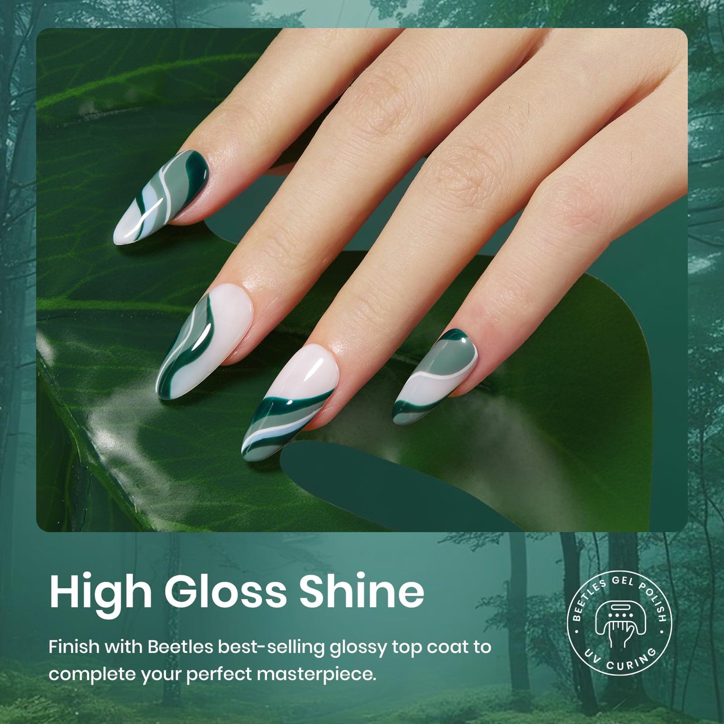 Beetles Green Gel Nail Polish Set, 6 Colors Dark Green Gray Blue Baby Blue Color Gel Nail Polish Misty Soak Off DIY Home Uv Nails Gifts for Women Beauty & Personal Care beetles Gel Polish