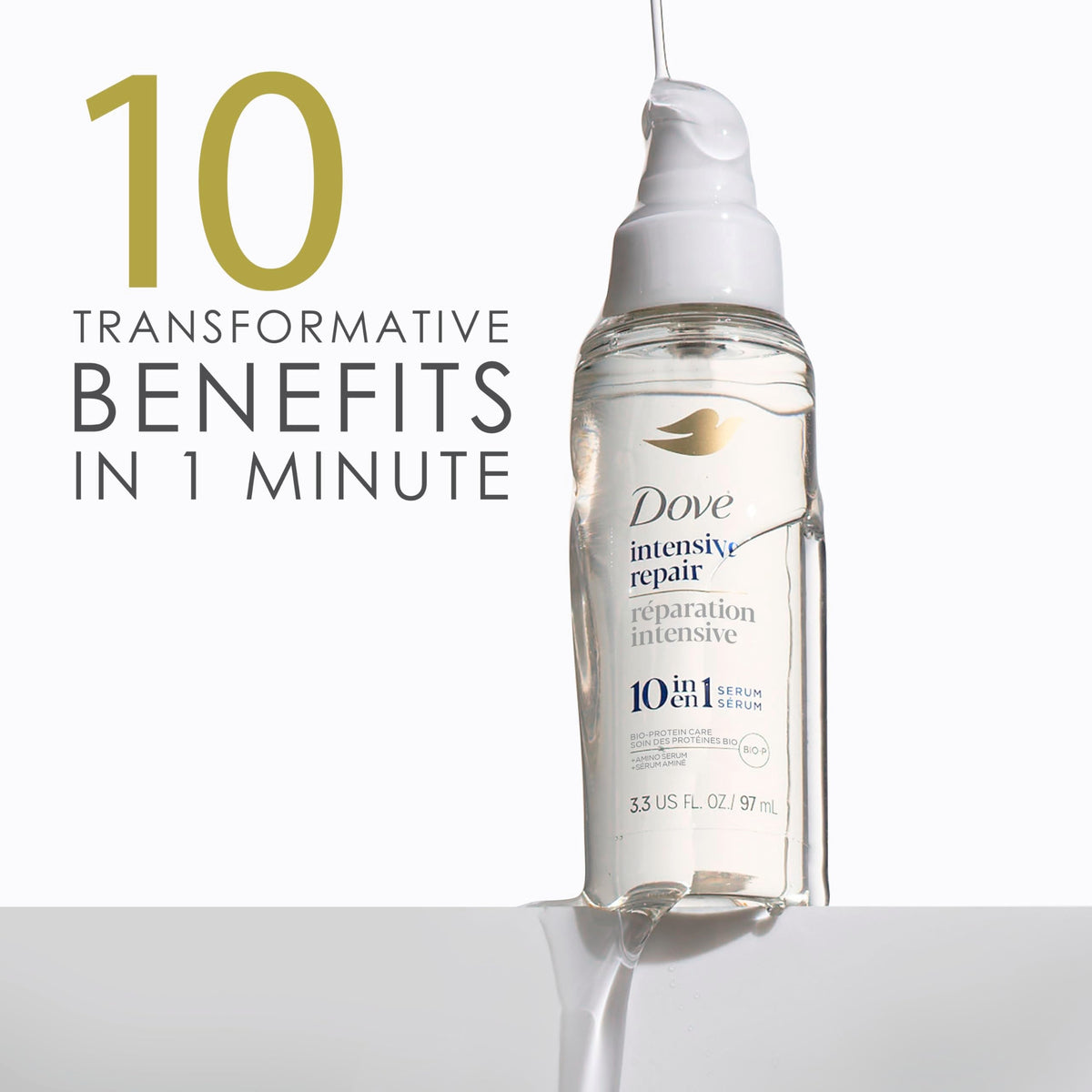 Dove Intensive Repair Amino Serum for Damaged Hair with Bio-Protein Care Technology 3.3 oz Beauty & Personal Care Dove