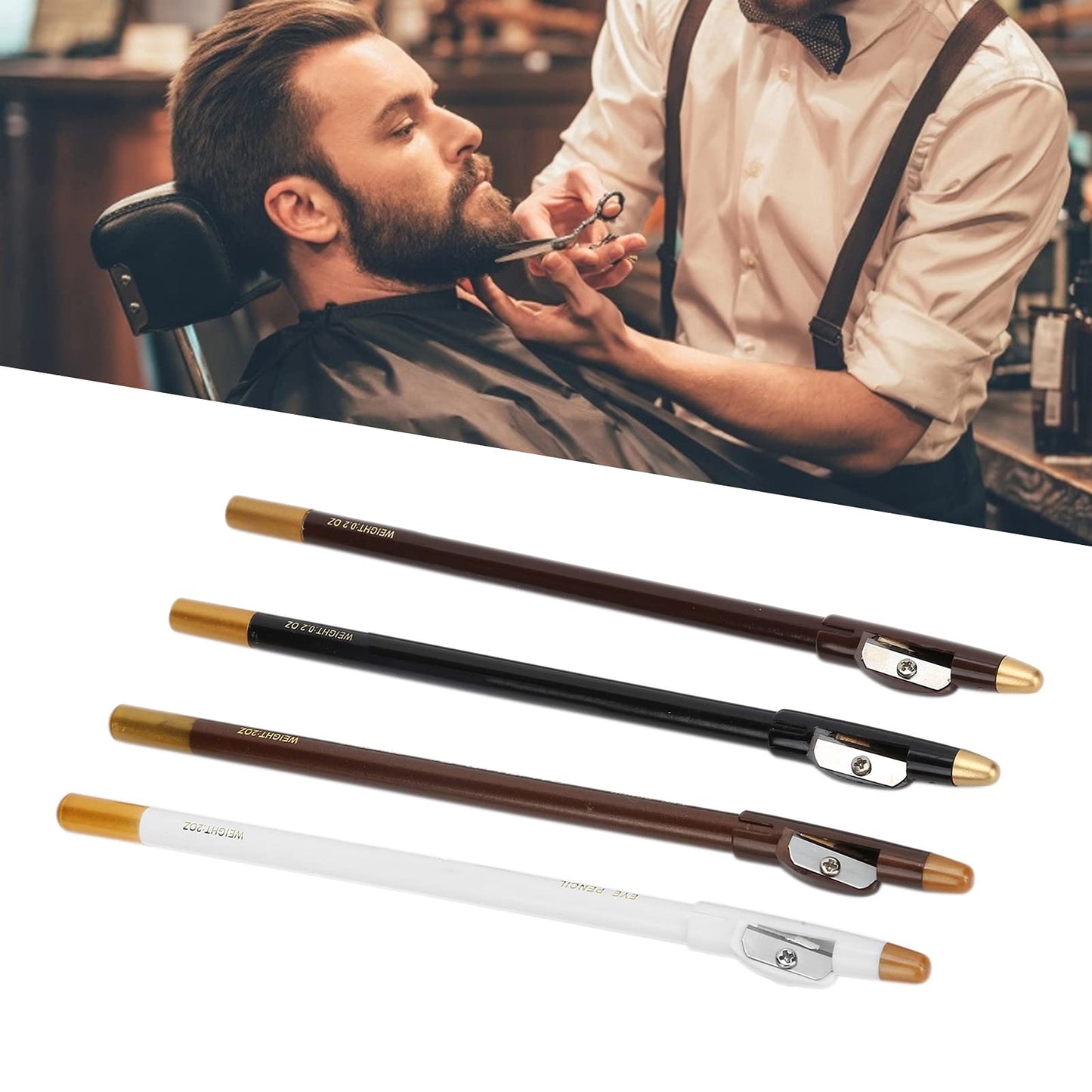 Barber Pencil, 4PCS Beard Pencils With Sharpener Hairline Pencil For Men barber accessories Hairline Pencils for Shaping and Styling Beauty and Personal Care Naroote