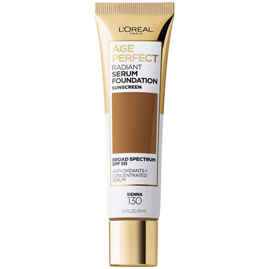 L'Oreal Paris Age Perfect Radiant Serum Foundation with SPF 50, Sienna, 1 Ounce