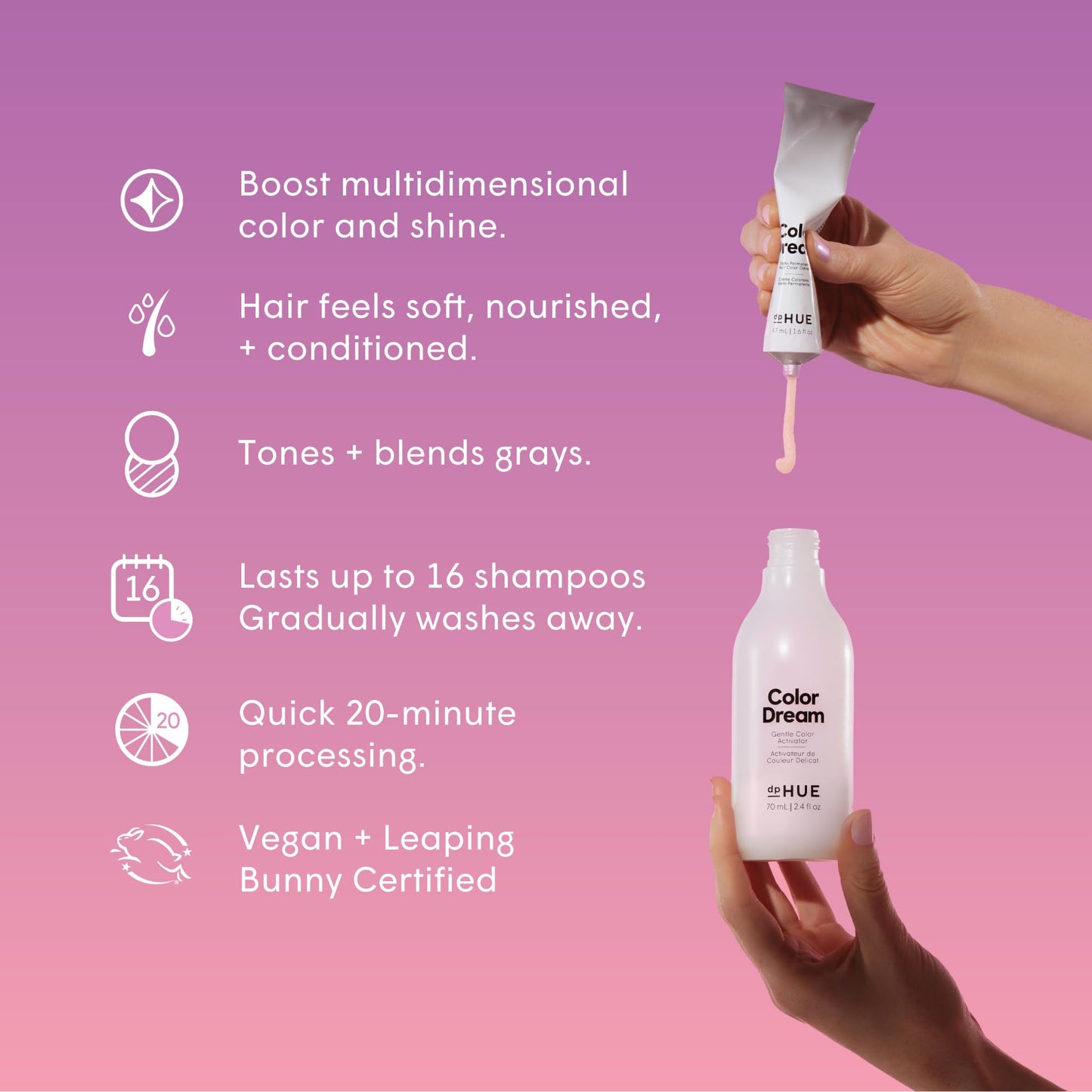 dpHUE Color Dream, Cool Blonde - Ammonia-Free, Demi-Permanent Hair Color - Lasts 16 Washes - Boosts Shine - Paraben & Sulfate Free, Leaping Bunny Beauty & Personal Care dpHUE