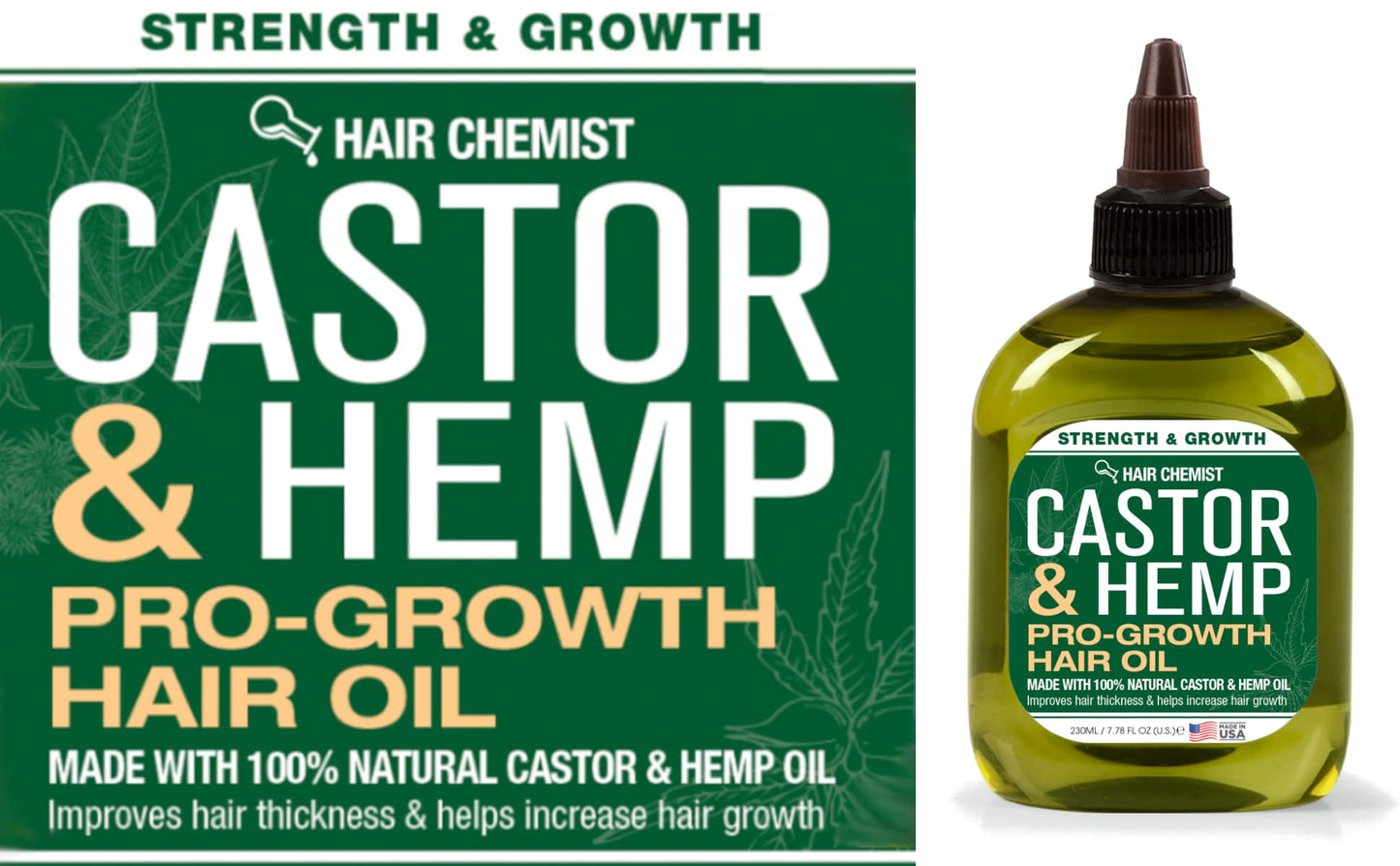 Hair Chemist Castor and Hemp Pro-Growth Hair Oil 7.1 oz. - Natural Hair Oil Blend for Hair Growth Beauty & Personal Care Hair Chemist