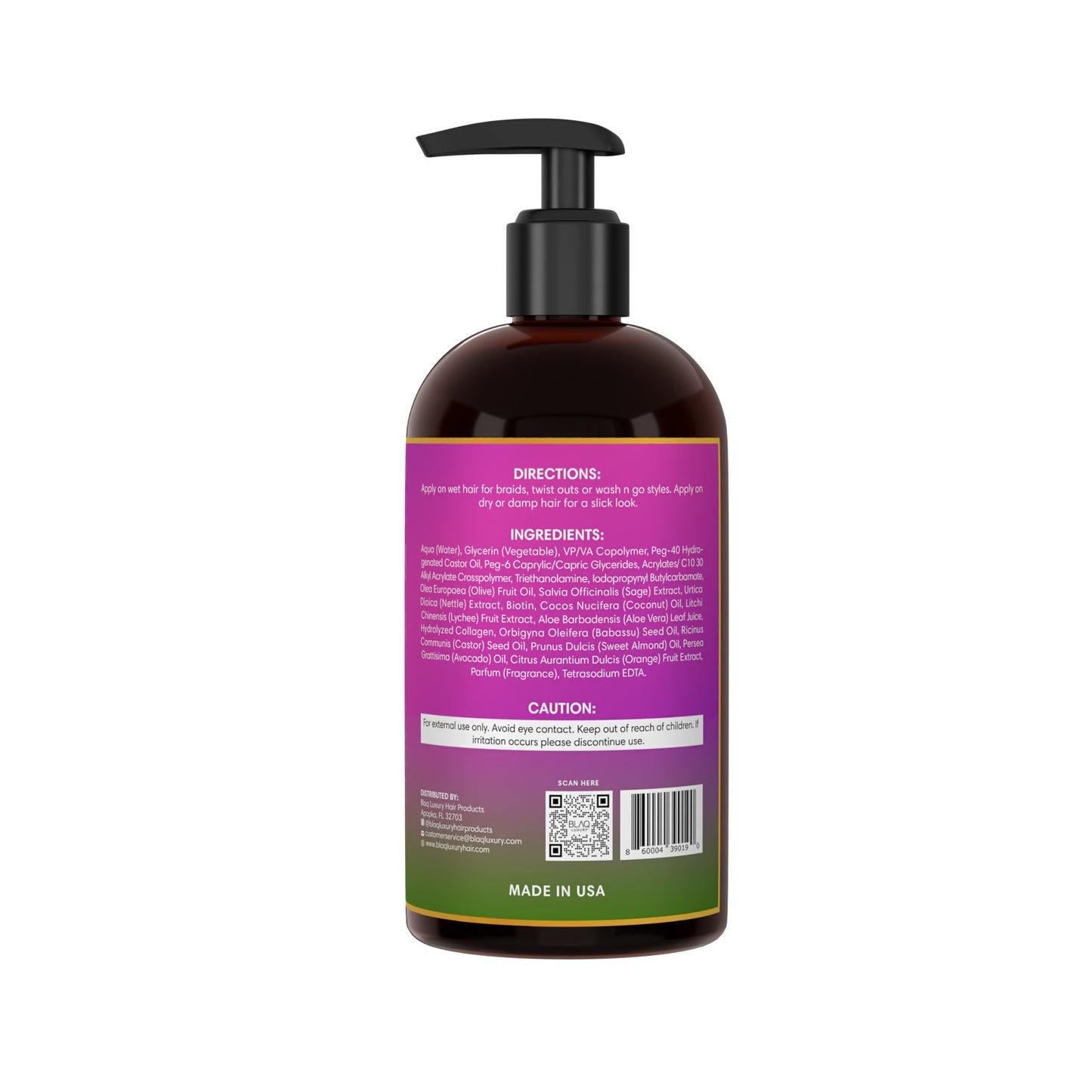 Blaq Luxury Sage & Lychee Strong Hold Styler Gel - Non-Alcoholic and Non-Flaky Formula for All-Day Hold - Biotin Infused - Promotes Hair Repair Beauty & Personal Care Blaq Luxury