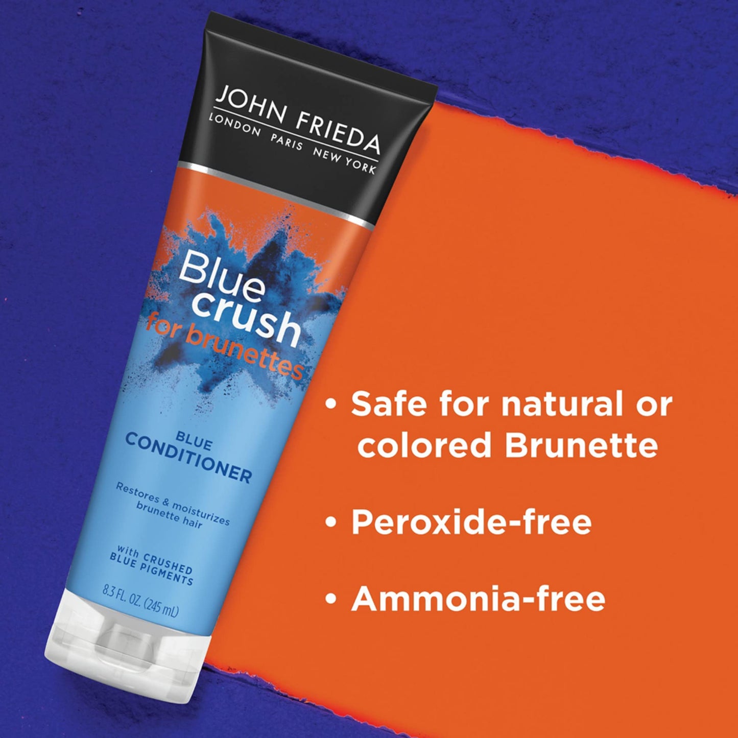 John Frieda Blue Crush Shampoo and Conditioner Set for Brunettes, Nourishes Color-Treated and Natural Hair, Blue Pigments for Vibrant, Cool-Toned Beauty & Personal Care John Frieda