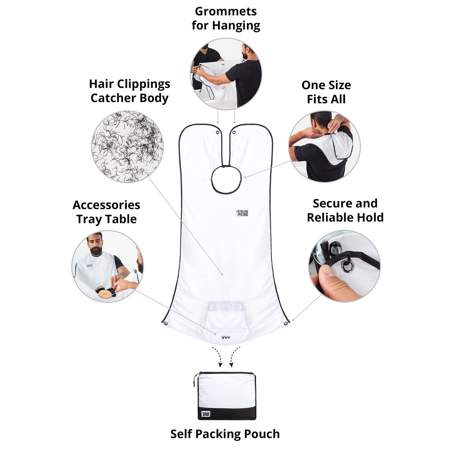 BEARD KING Beard Bib Apron - As Seen on Shark Tank - Gifts for Him, Stocking Stuffers for Men, Mens Gift, White Beauty and Personal Care BEARD KING