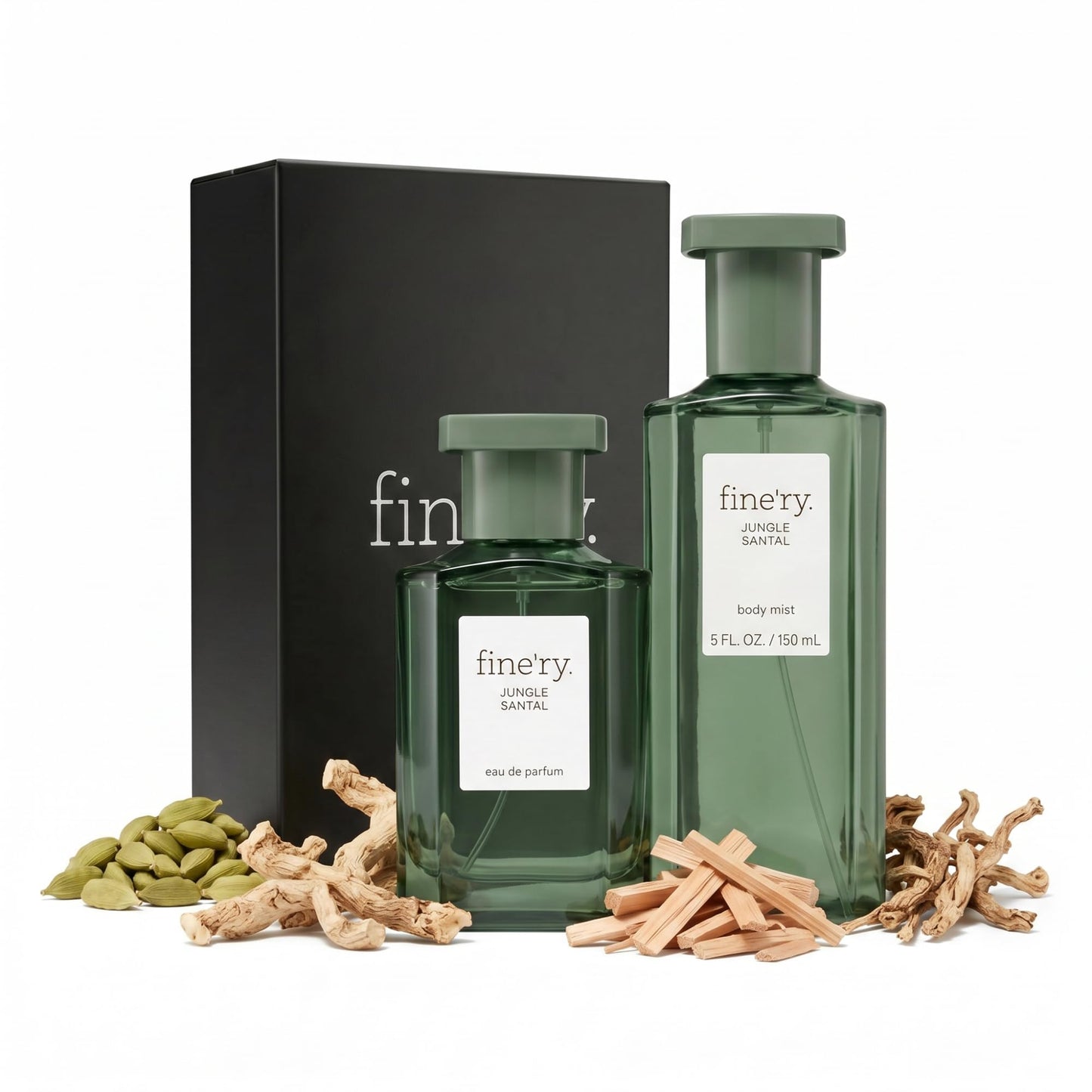 Fine'ry Jungle Santal Eau De Parfum & Body Mist Gift Set | Earthy & Woody Notes Of Papyrus Wood & Black Oolong Tea | Fine Mist Spray & Perfume Beauty & Personal Care Fine'ry