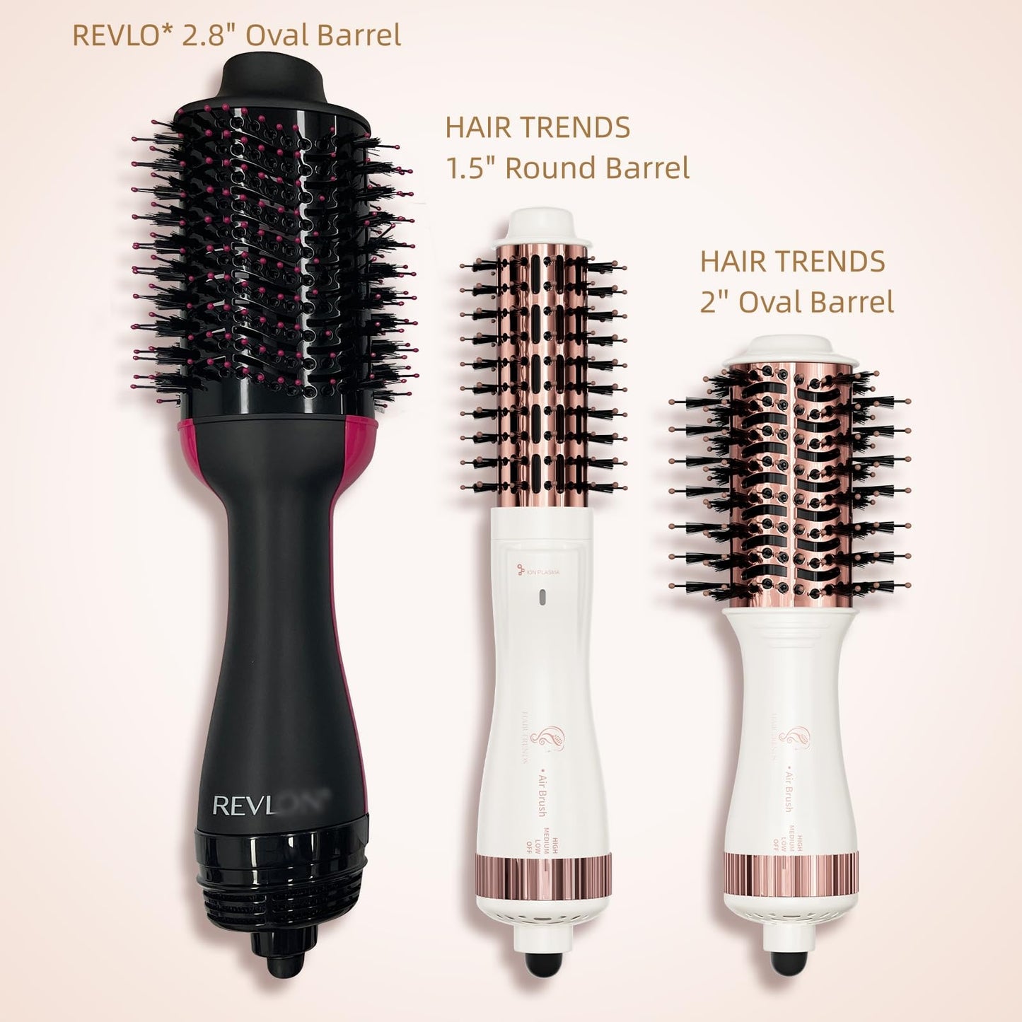 Hair Trends Travel Hair Dryer Brush, Nano Titanium 2 Inch One Step Hair Dryer & Styler Volumizer, Mini Oval Hot Air Brush, White and Rose Gold, HB004 Beauty & Personal Care Hair trends