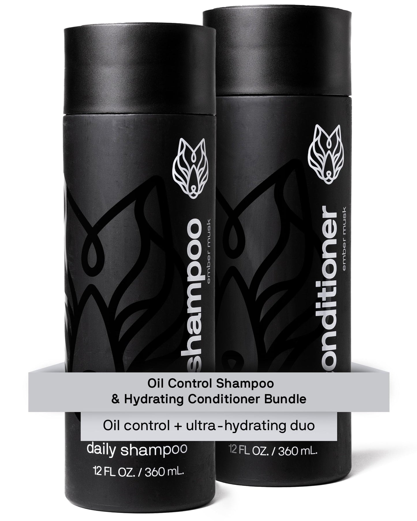 Black Wolf Mens Shampoo & Conditioner Set for Oily Hair - Oil Control Shampoo with Moisturizing & Deep Cleansing Formula - Conditioner for Soft Beauty & Personal Care Black Wolf
