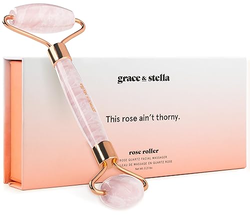 Rose Quartz Face Roller - Face Roller Skin Care - Facial Roller - Stone Roller For Face - Face Massager Roller For Lymphatic Drainage, Puffiness Beauty & Personal Care grace & stella