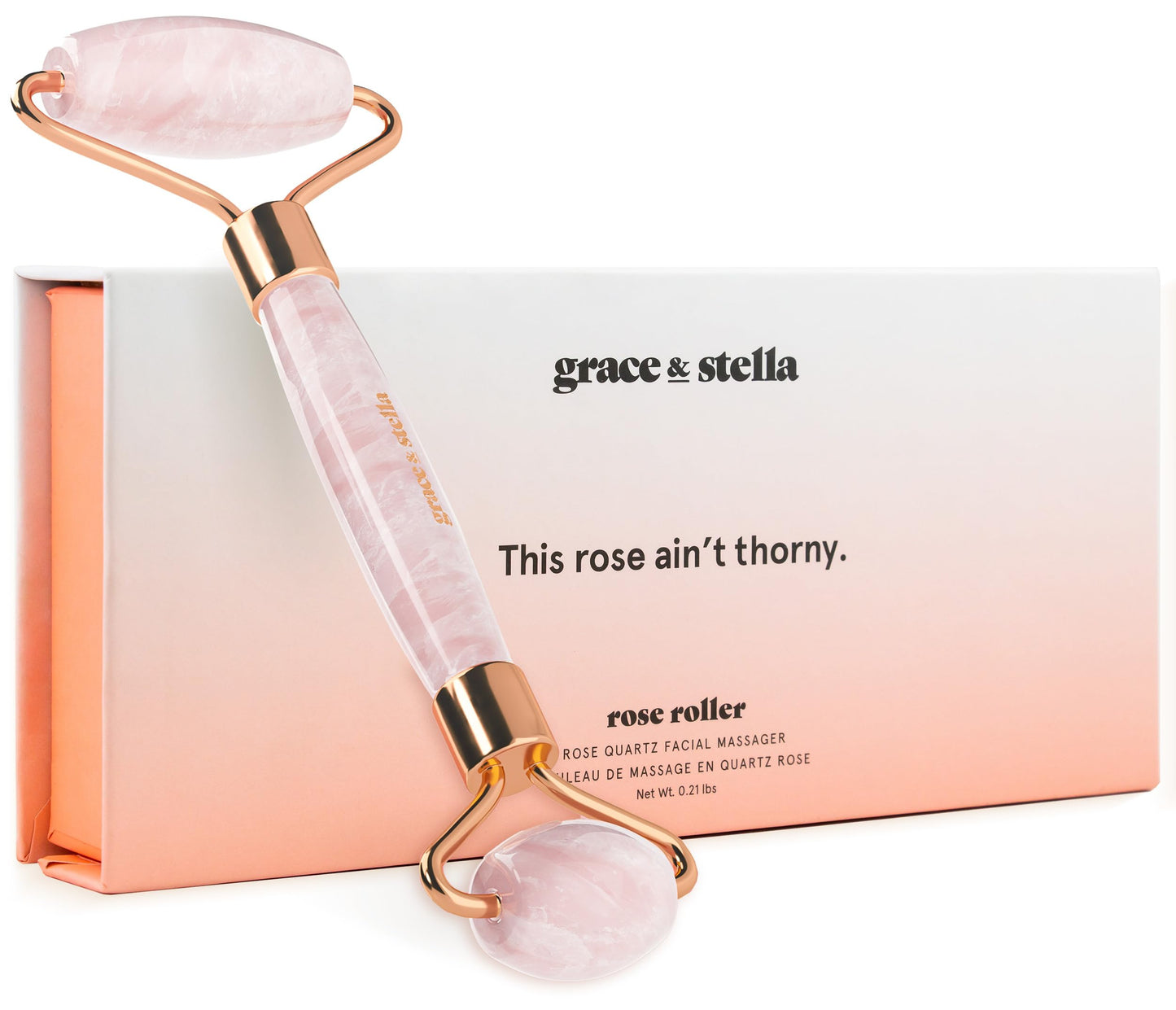Rose Quartz Face Roller - Face Roller Skin Care - Facial Roller - Stone Roller For Face - Face Massager Roller For Lymphatic Drainage, Puffiness Beauty & Personal Care grace & stella