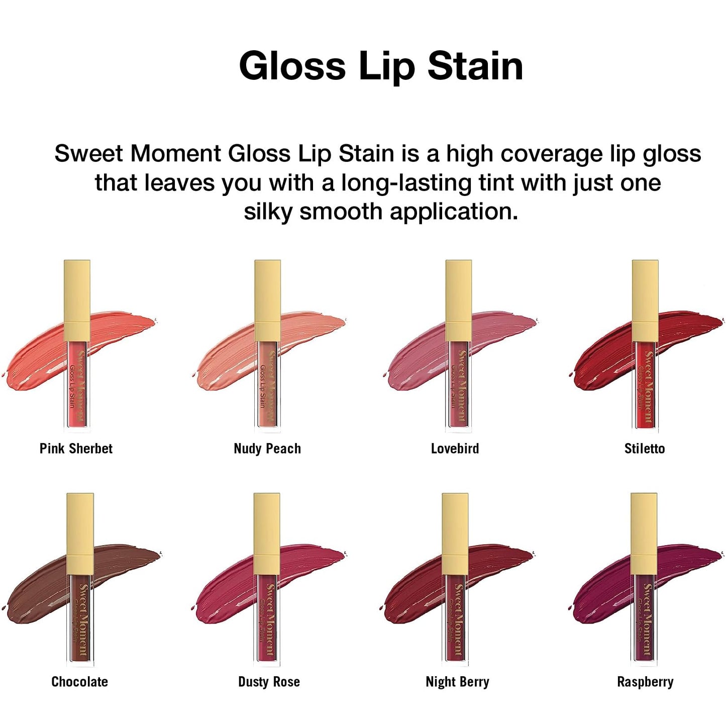 Sistar Sweet Moments Gloss Lip Stain Long-Lasting Glossy Finish Vivid High Pigment Colors Smooth and Sweet 1.5 mL / 0.05 fl. oz. (Pink Sherbet) Beauty & Personal Care Sistar
