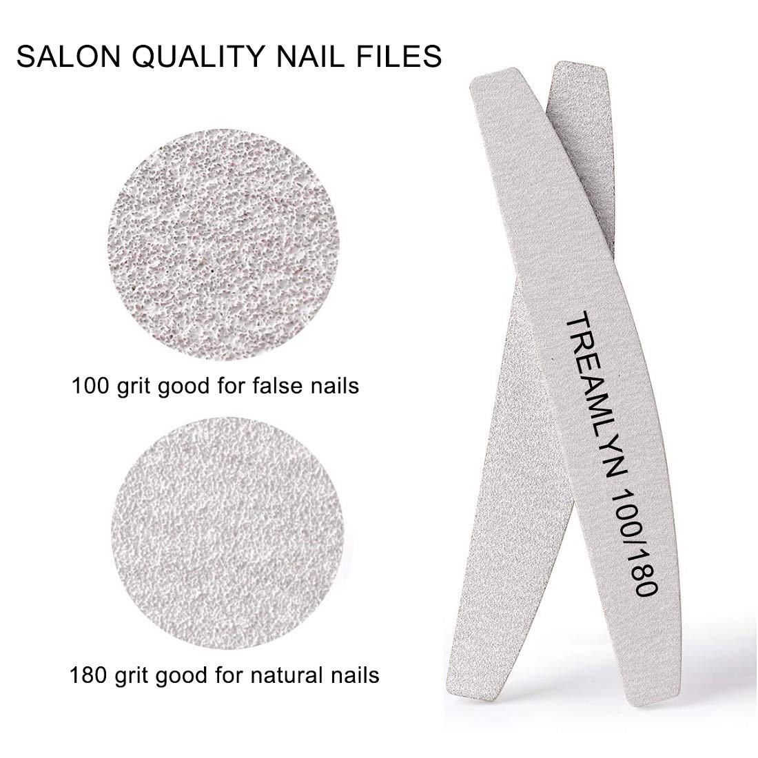 10 Pcs Rough Nail File 100/180 Grit, Heavy Duty Nail Files for Acrylic/Natural Nails, Emery Boards for Nails, Strong Finger Nail Filler, Coarse Nail Beauty & Personal Care Treamlyn