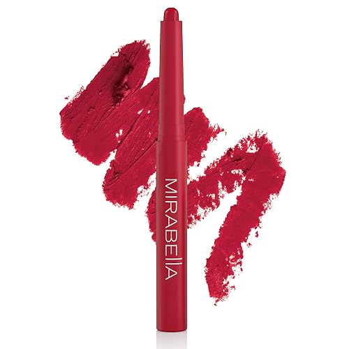 Mirabella - Velvet Matte Lip Crayon, Retractable Highly-Pigmented 2-in-1 Makeup, Long-Lasting Hydrating Lipstick Crayon + Lip Liner, Moisturizing Beauty & Personal Care Mirabella