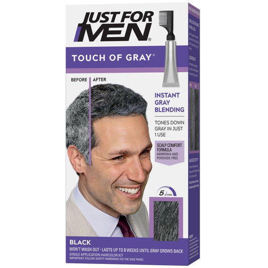 Just For Men Touch of Gray, Mens Hair Color Kit with Comb Applicator for Easy Application, Great for a Salt and Pepper Look - Black, T-55, Pack of 1 Beauty & Personal Care Just for Men