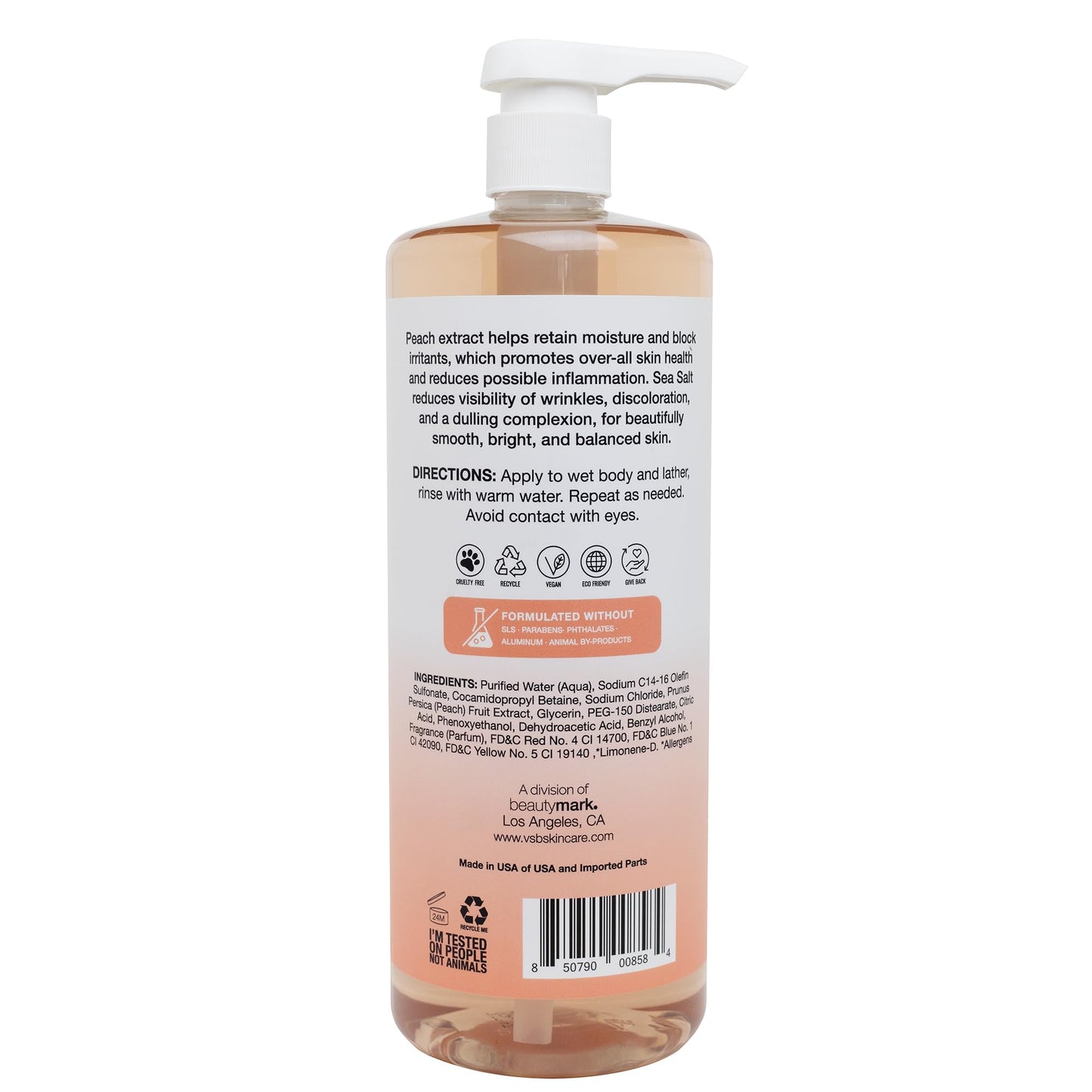 VITAMINS AND SEA BEAUTY Exfoliating & Balancing Body Wash with Sea Salt + Peach, 33.8 fl Oz Beauty & Personal Care VITAMINS AND SEA BEAUTY