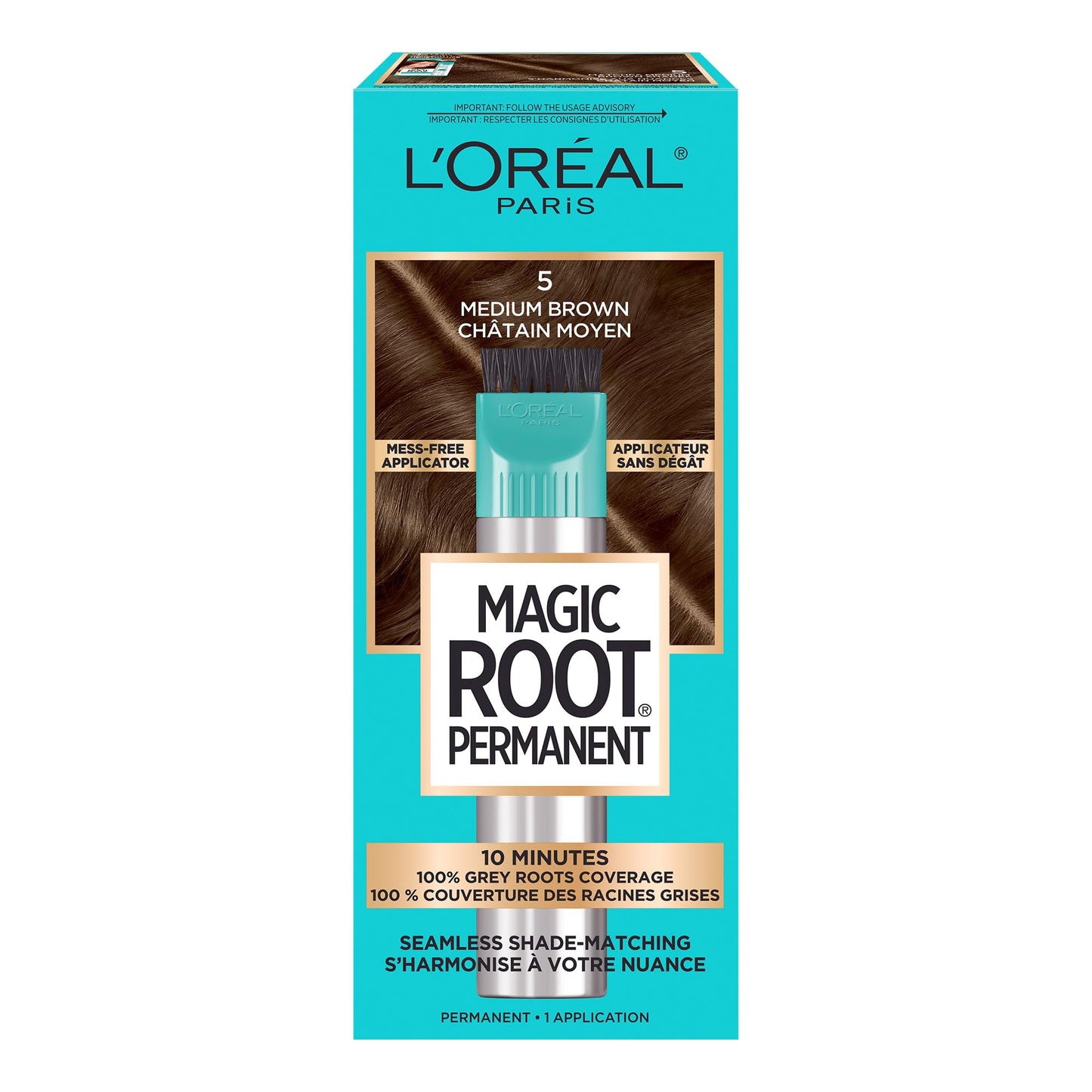 L'Oreal Paris Magic Root Rescue 10 Minute Root Hair Coloring Kit, Permanent Hair Color with Quick Precision Applicator, 100 percent Gray Coverage, 5 Beauty & Personal Care L'Oreal Paris