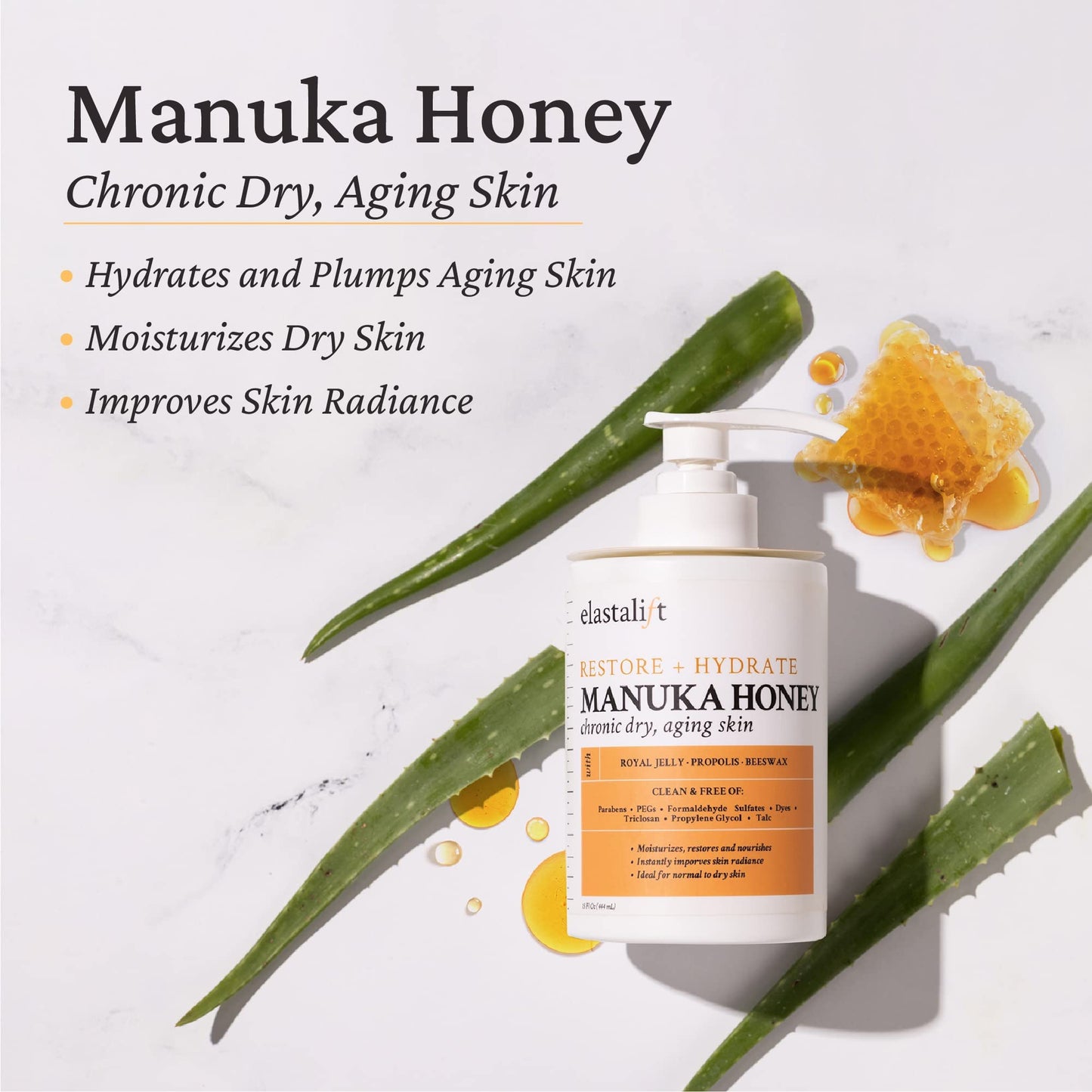 Elastalift Collagen Cream + Manuka Honey Cream Body Lotion & Face Moisturizer Skin Care Bundle For Women & Men | Skin Tightening Collagen Firming Beauty & Personal Care Elastalift