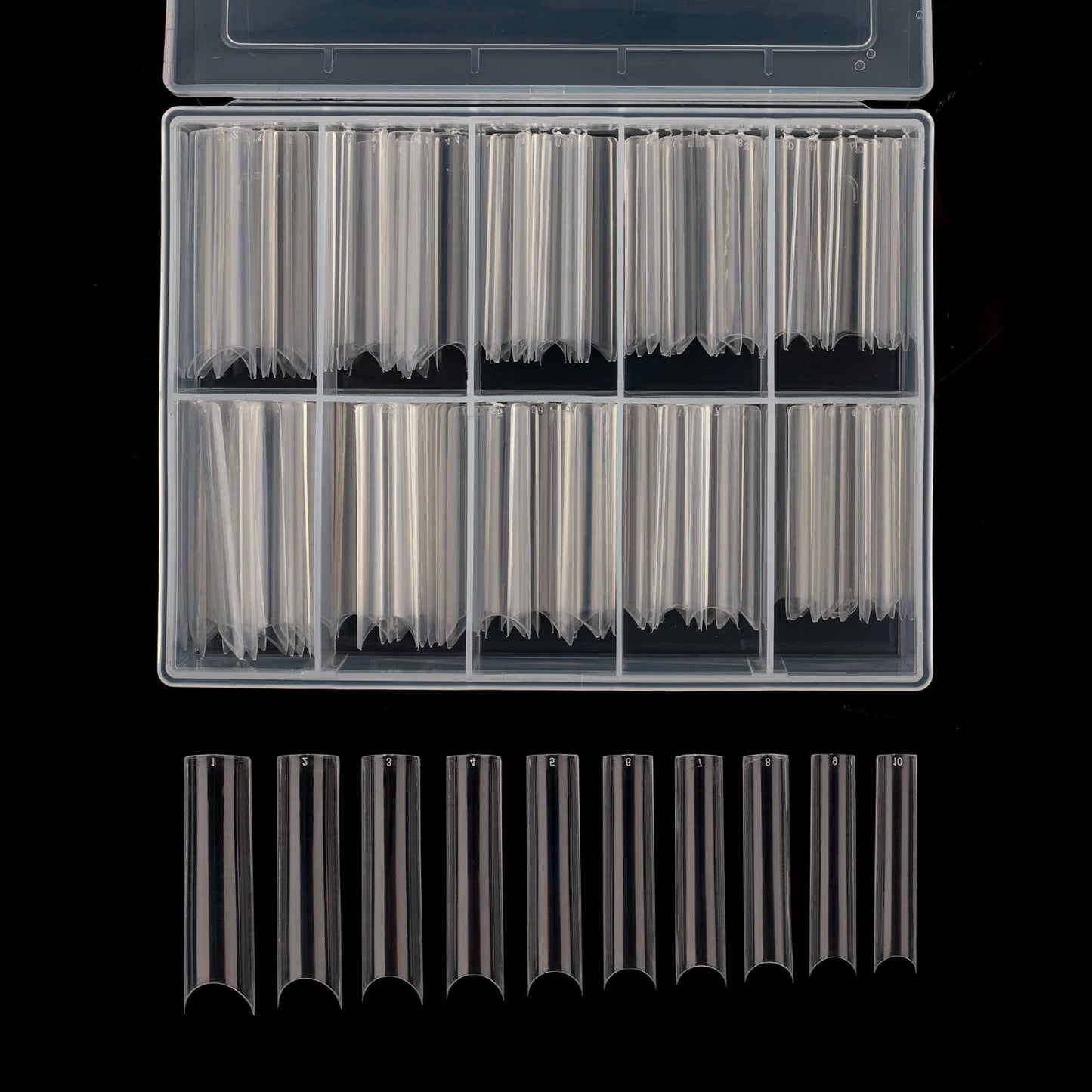 Square C Curve Extra Long Nail Tips, Half Cover Clear Acrylic Fake Nail Tips, Press On Nail False Nails with Case for Nail Salons and DIY Nail Art Beauty & Personal Care Defuber