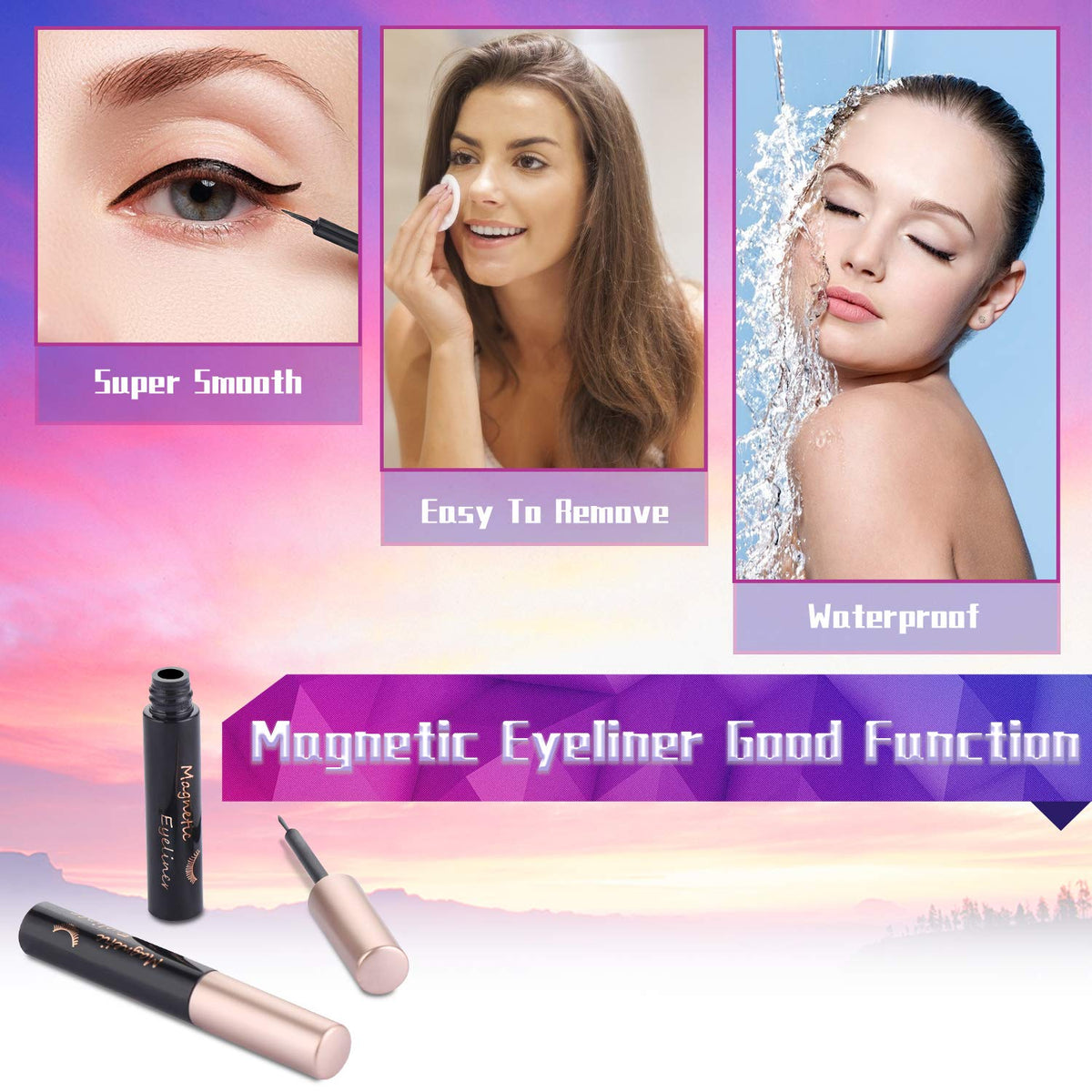 Magnetic Eyelashes with Eyeliner Kit- 10 Pairs Premium 3D Natural Look Reusable Eyelashes with Tweezers Applicator, Strong Magnetic Eyeliner Beauty & Personal Care DEJAVIA