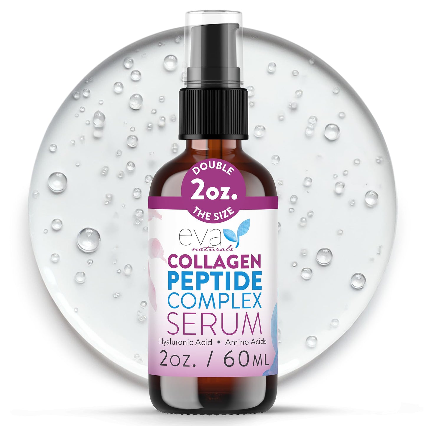 Collagen Serum for Face by Eva Naturals - Anti Aging Multi Peptide Face Serum with Hyaluronic Acid - Firming Hydrating Wrinkle Reducer Peptide Serum Beauty & Personal Care Eva Naturals